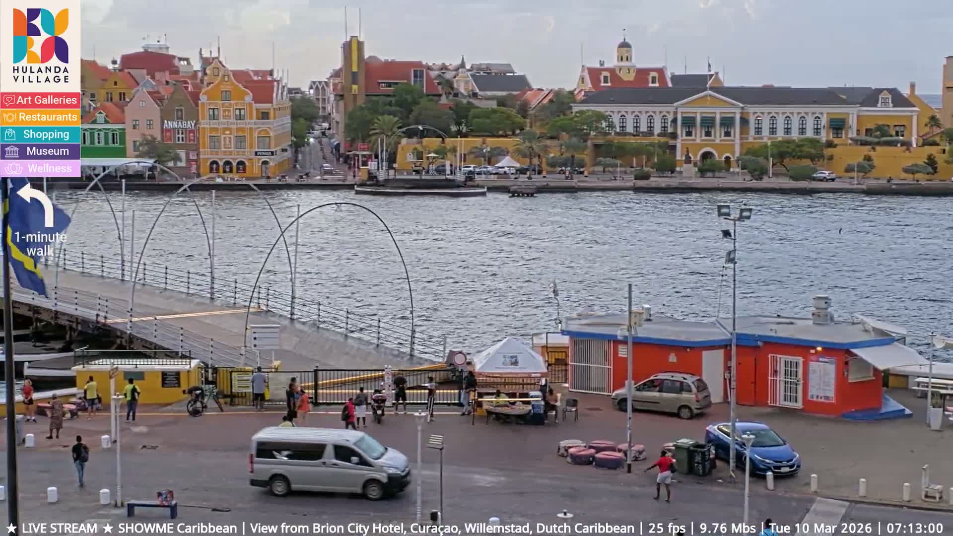 Willemstad City & The  Old Swinging  Bridge/ Queen Emma Bridge Live Cam -  Willemstad, Curacao, Netherland