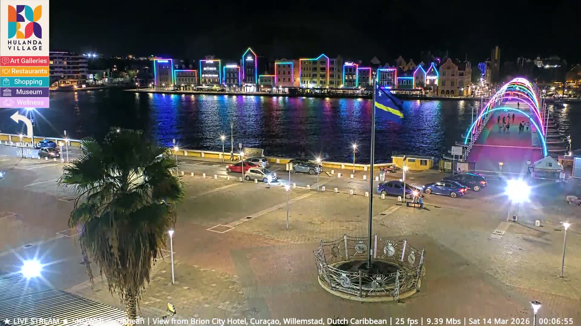 Willemstad City & The  Old Swinging  Bridge/ Queen Emma Bridge Live Cam -  Willemstad, Curacao, Netherland