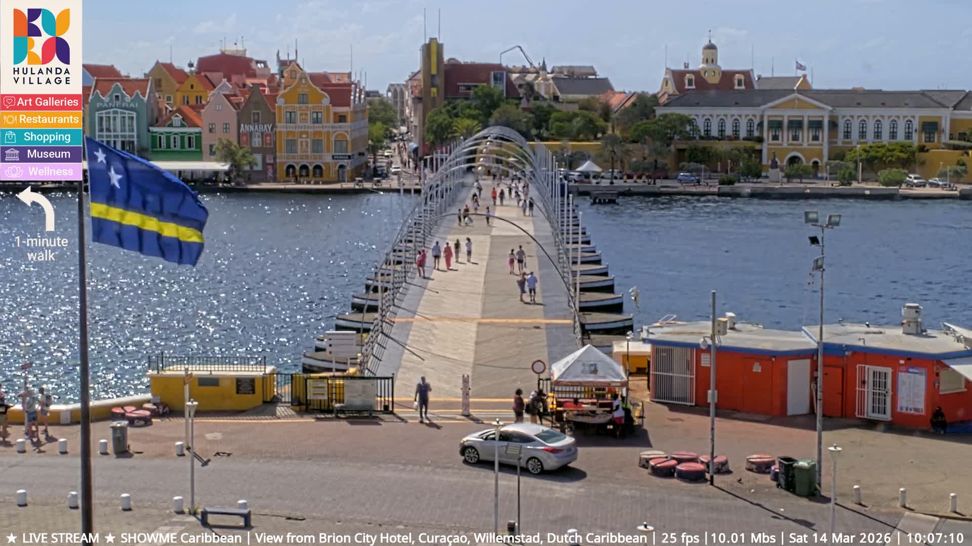 Willemstad City & The  Old Swinging  Bridge/ Queen Emma Bridge Live Cam -  Willemstad, Curacao, Netherland