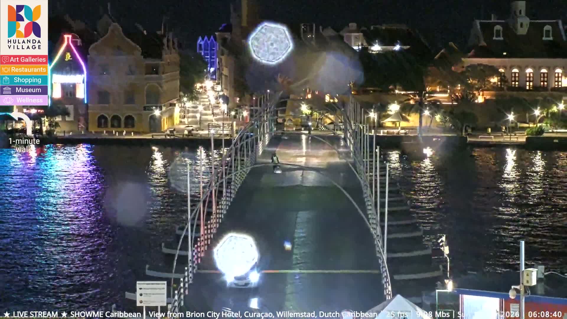 Willemstad City & The  Old Swinging  Bridge/ Queen Emma Bridge Live Cam -  Willemstad, Curacao, Netherland