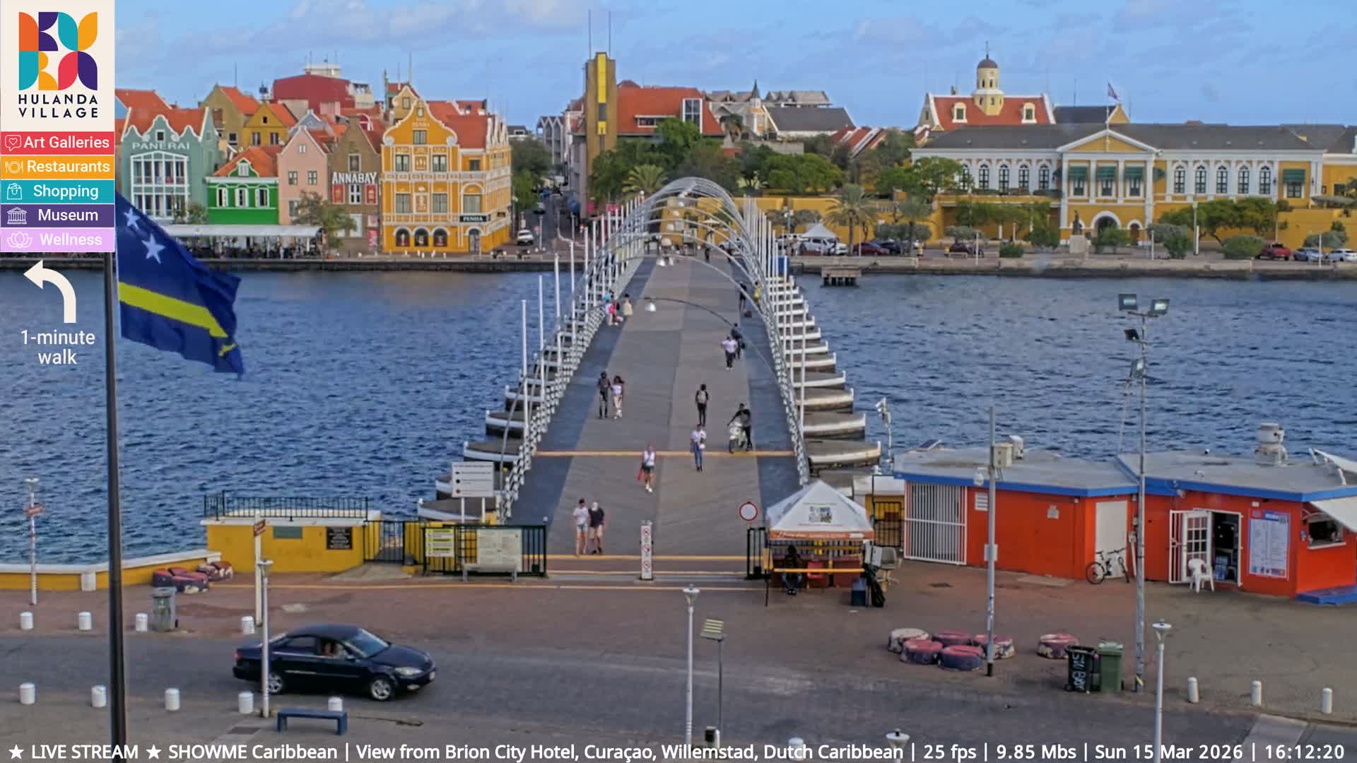 Willemstad City & The  Old Swinging  Bridge/ Queen Emma Bridge Live Cam -  Willemstad, Curacao, Netherland