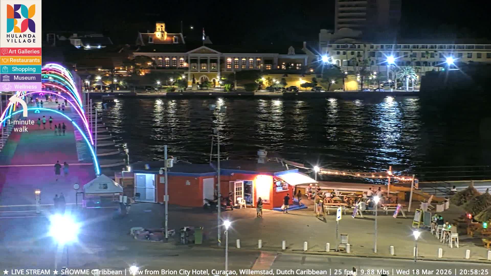 Willemstad City & The  Old Swinging  Bridge/ Queen Emma Bridge Live Cam -  Willemstad, Curacao, Netherland