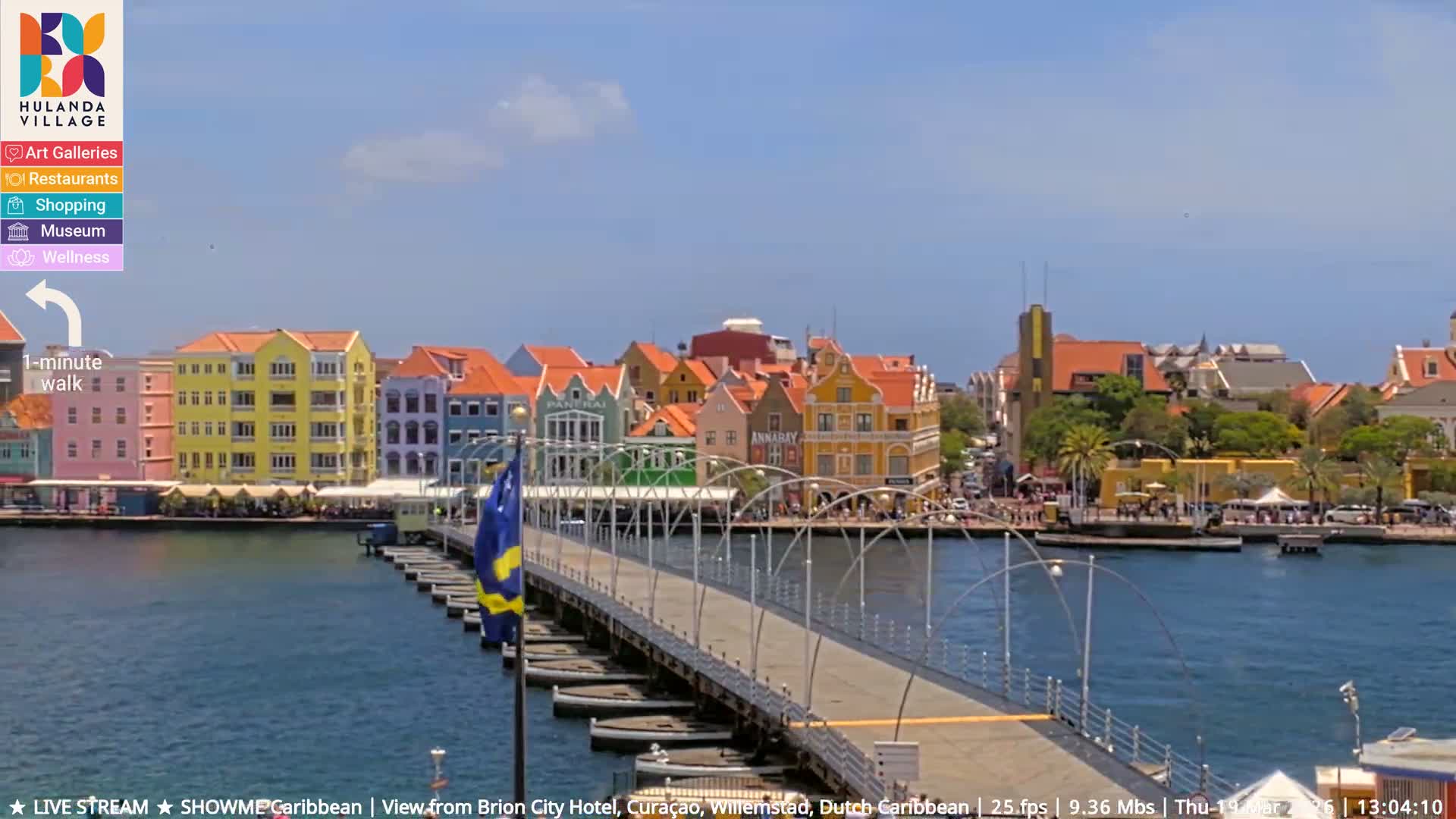 Willemstad City & The  Old Swinging  Bridge/ Queen Emma Bridge Live Cam -  Willemstad, Curacao, Netherland