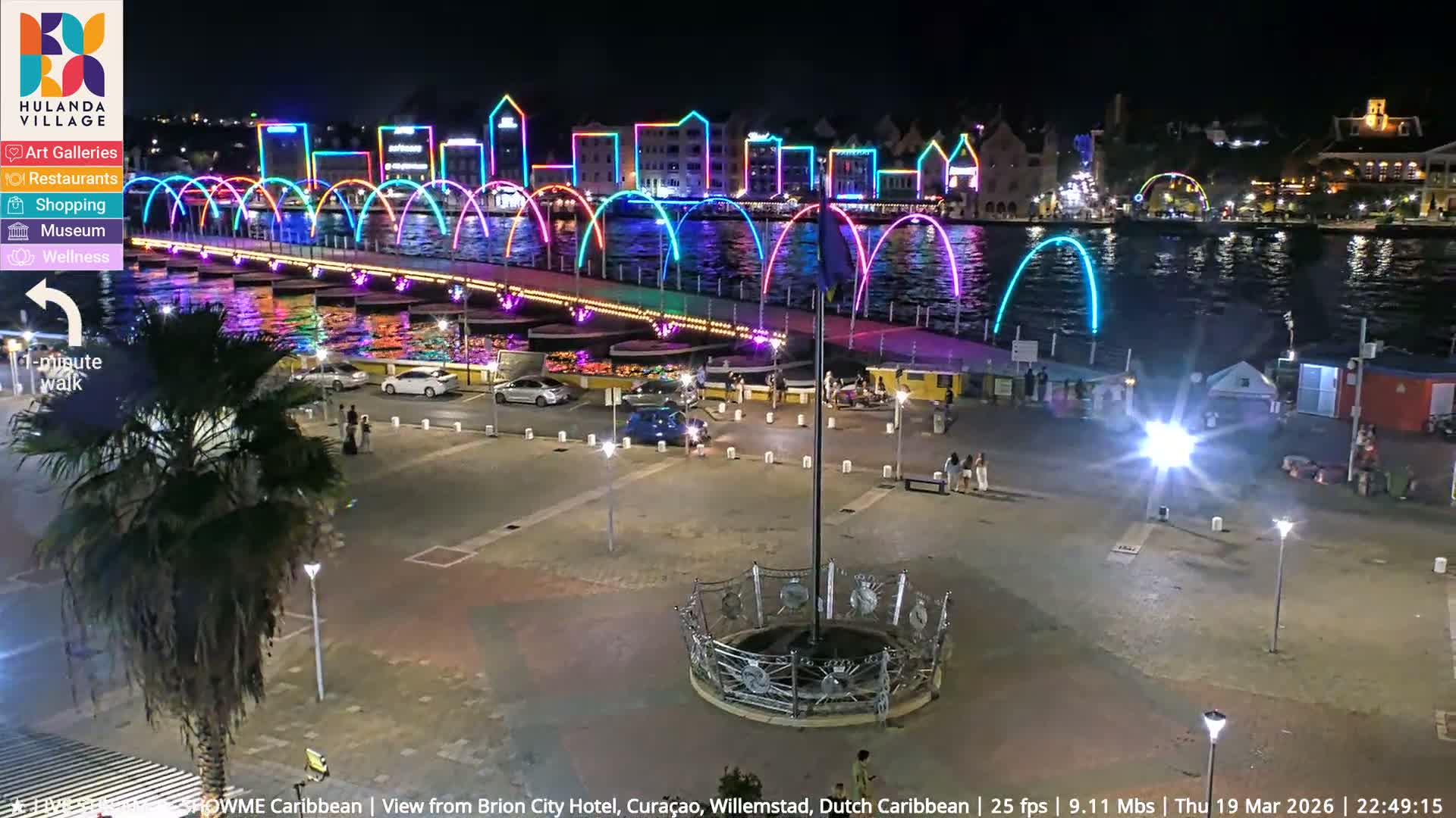 Willemstad City & The  Old Swinging  Bridge/ Queen Emma Bridge Live Cam -  Willemstad, Curacao, Netherland