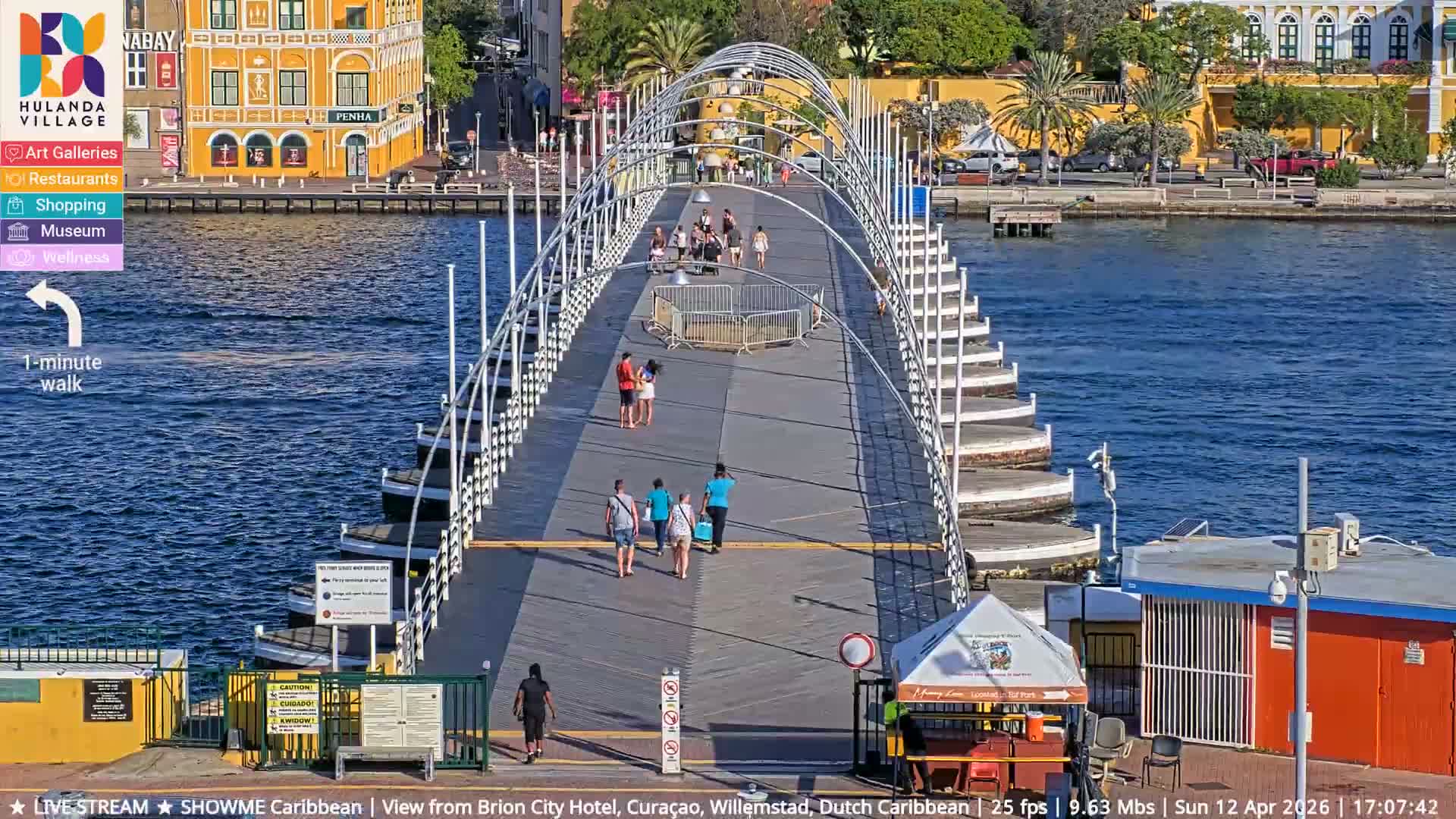 Willemstad City & The  Old Swinging  Bridge/ Queen Emma Bridge Live Cam -  Willemstad, Curacao, Netherland