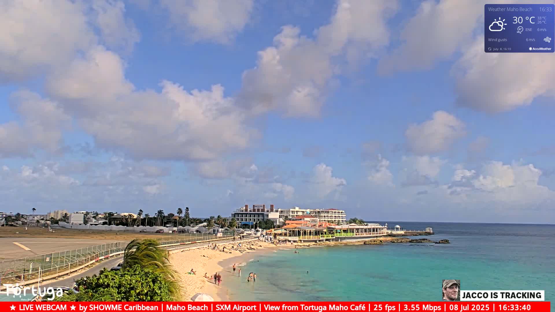Carribean , Sint Maarten Princess Juliana International Airport SXM/TNCM & Maho Beach Live Cam - Simpson Bay, Sint Maarten, Netherland