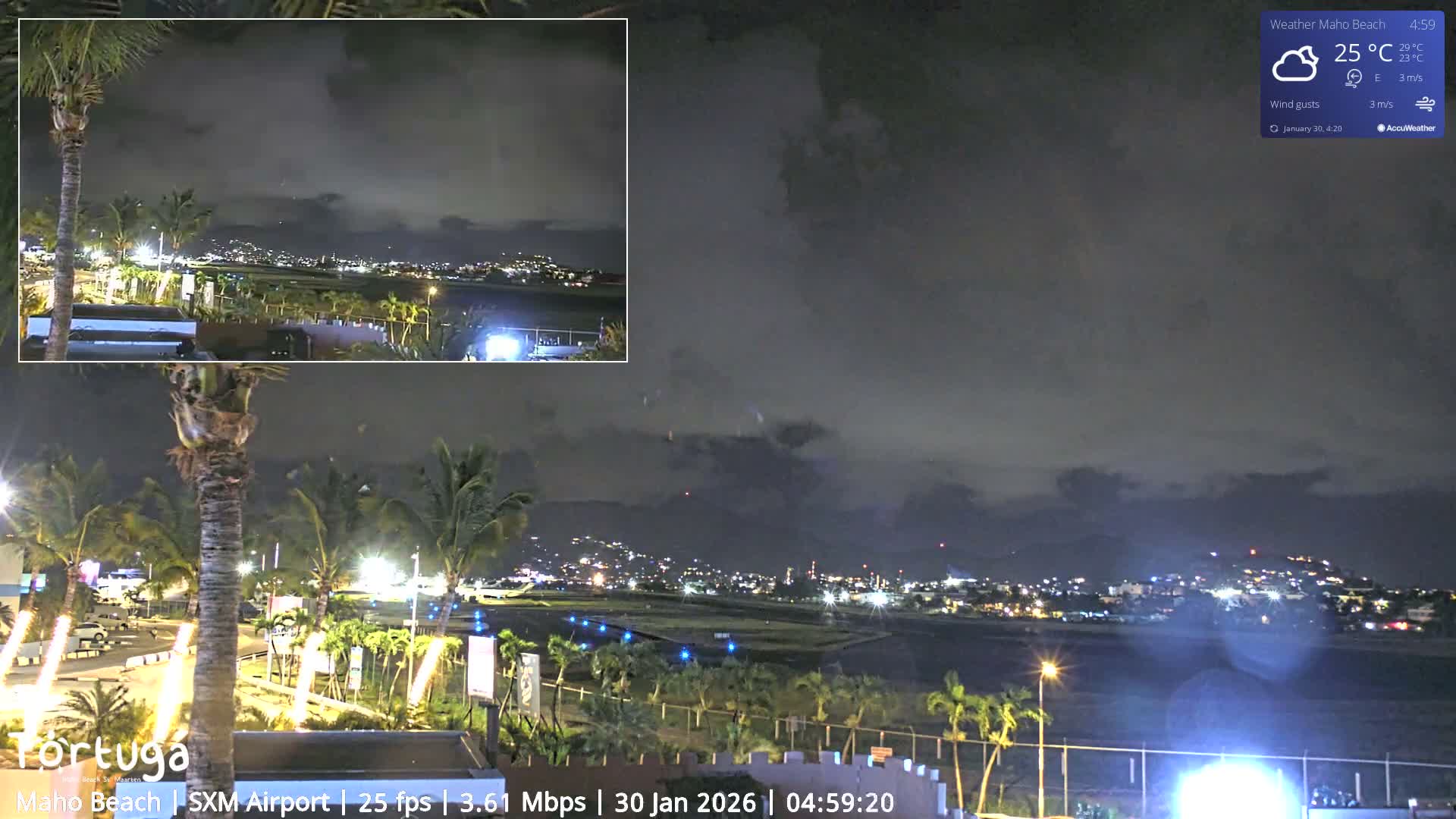 Carribean , Sint Maarten Princess Juliana International Airport SXM/TNCM & Maho Beach Live Cam - Simpson Bay, Sint Maarten, Netherland