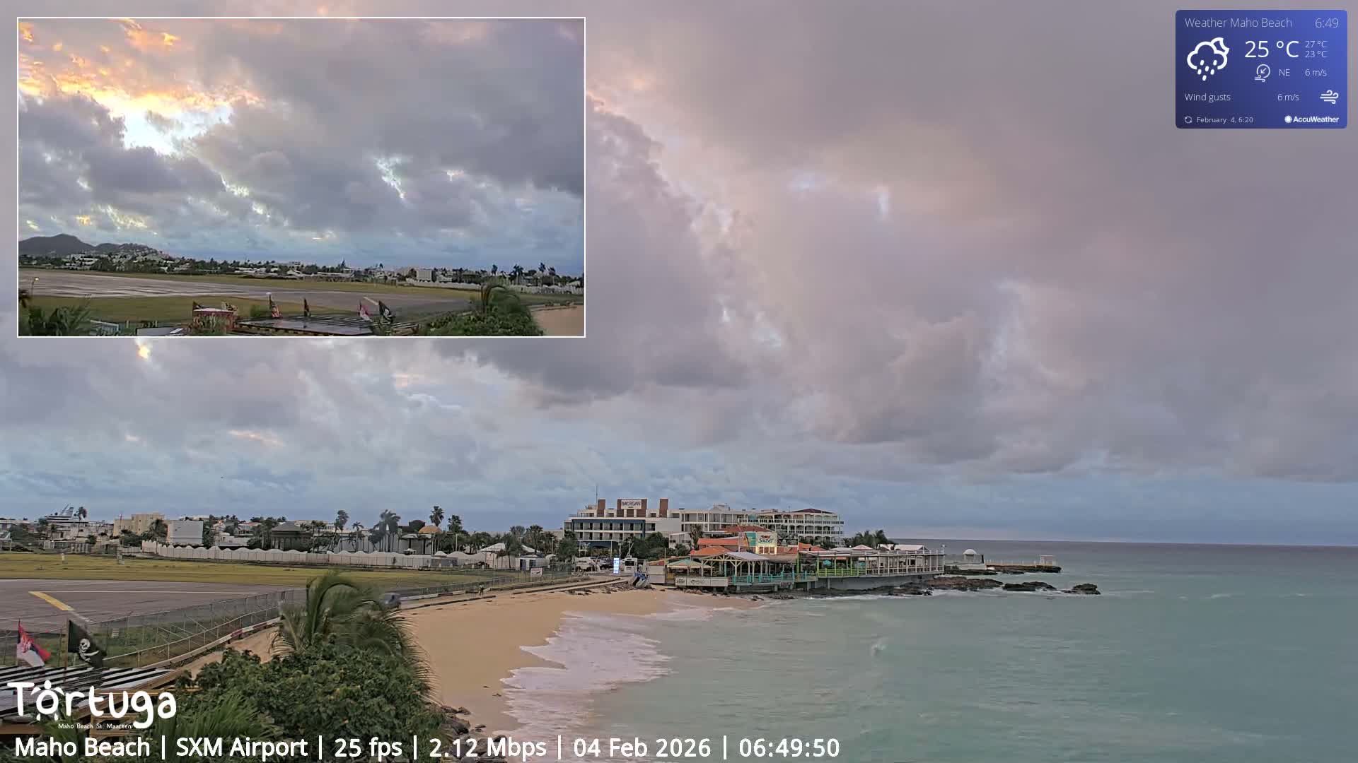 Carribean , Sint Maarten Princess Juliana International Airport SXM/TNCM & Maho Beach Live Cam - Simpson Bay, Sint Maarten, Netherland