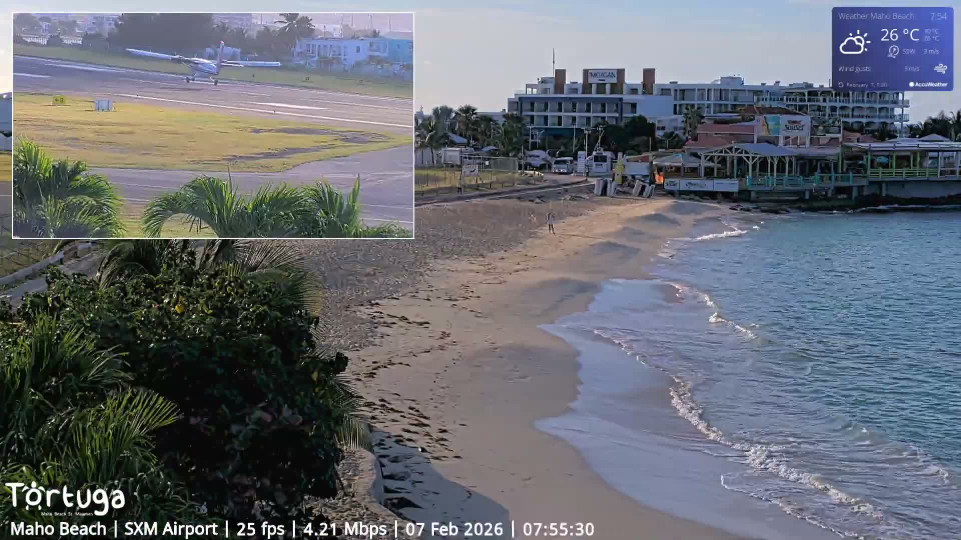 Carribean , Sint Maarten Princess Juliana International Airport SXM/TNCM & Maho Beach Live Cam - Simpson Bay, Sint Maarten, Netherland