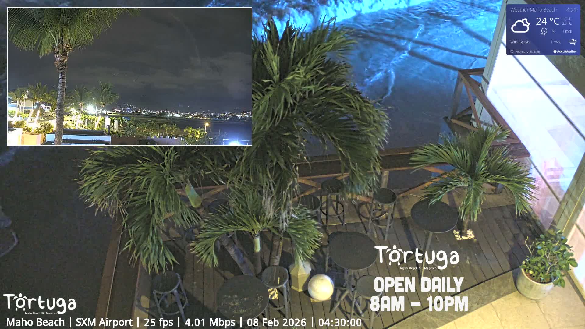 Carribean , Sint Maarten Princess Juliana International Airport SXM/TNCM & Maho Beach Live Cam - Simpson Bay, Sint Maarten, Netherland