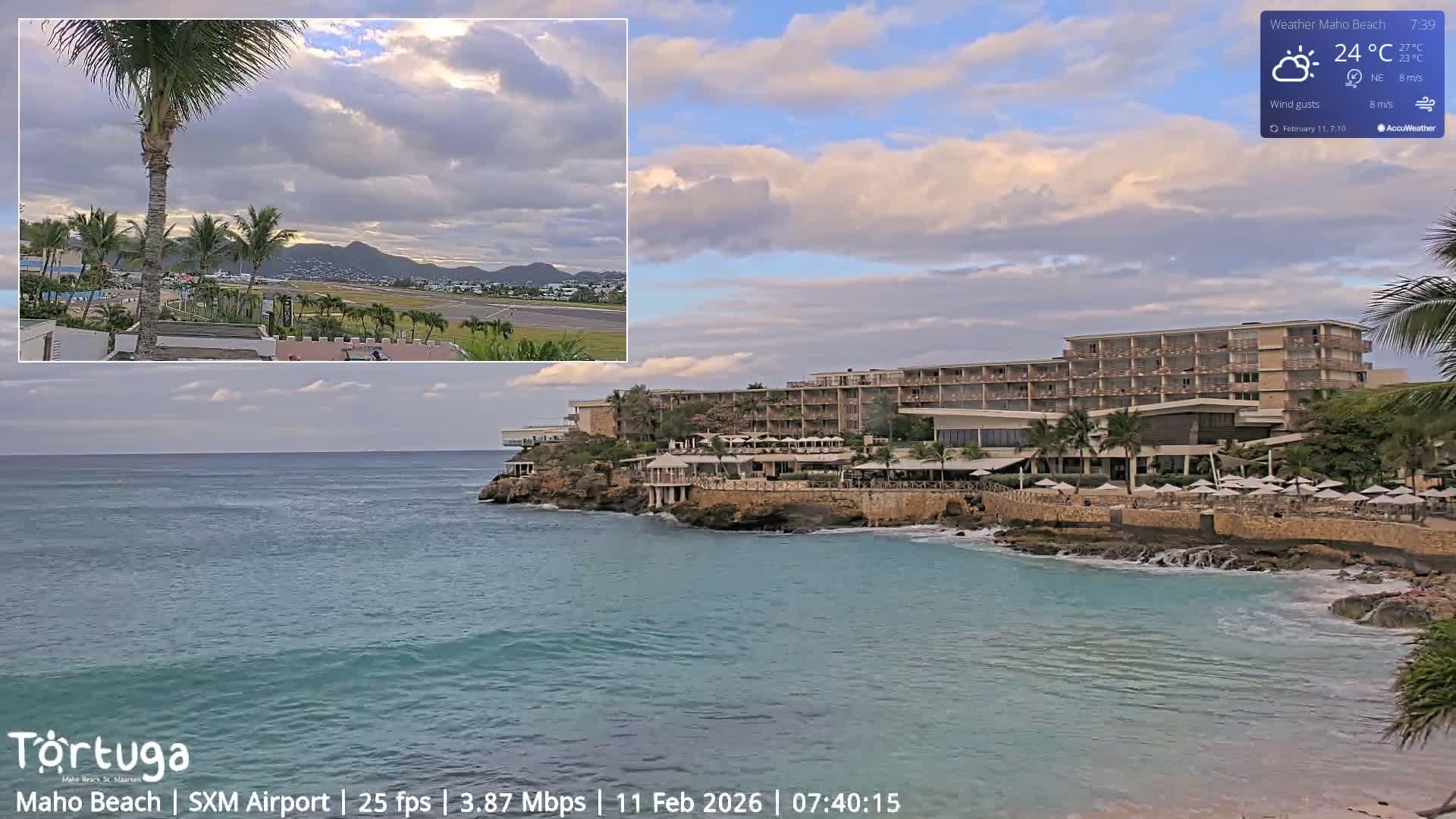 Carribean , Sint Maarten Princess Juliana International Airport SXM/TNCM & Maho Beach Live Cam - Simpson Bay, Sint Maarten, Netherland