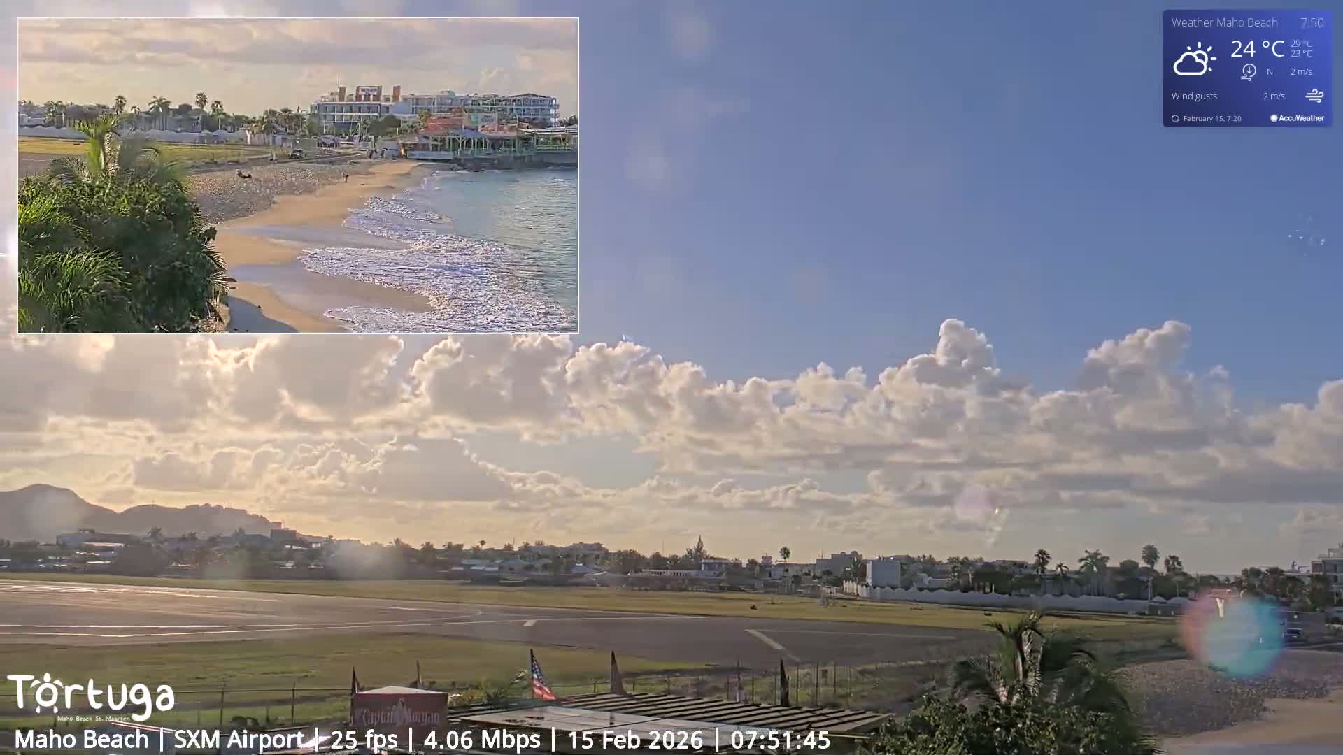Carribean , Sint Maarten Princess Juliana International Airport SXM/TNCM & Maho Beach Live Cam - Simpson Bay, Sint Maarten, Netherland