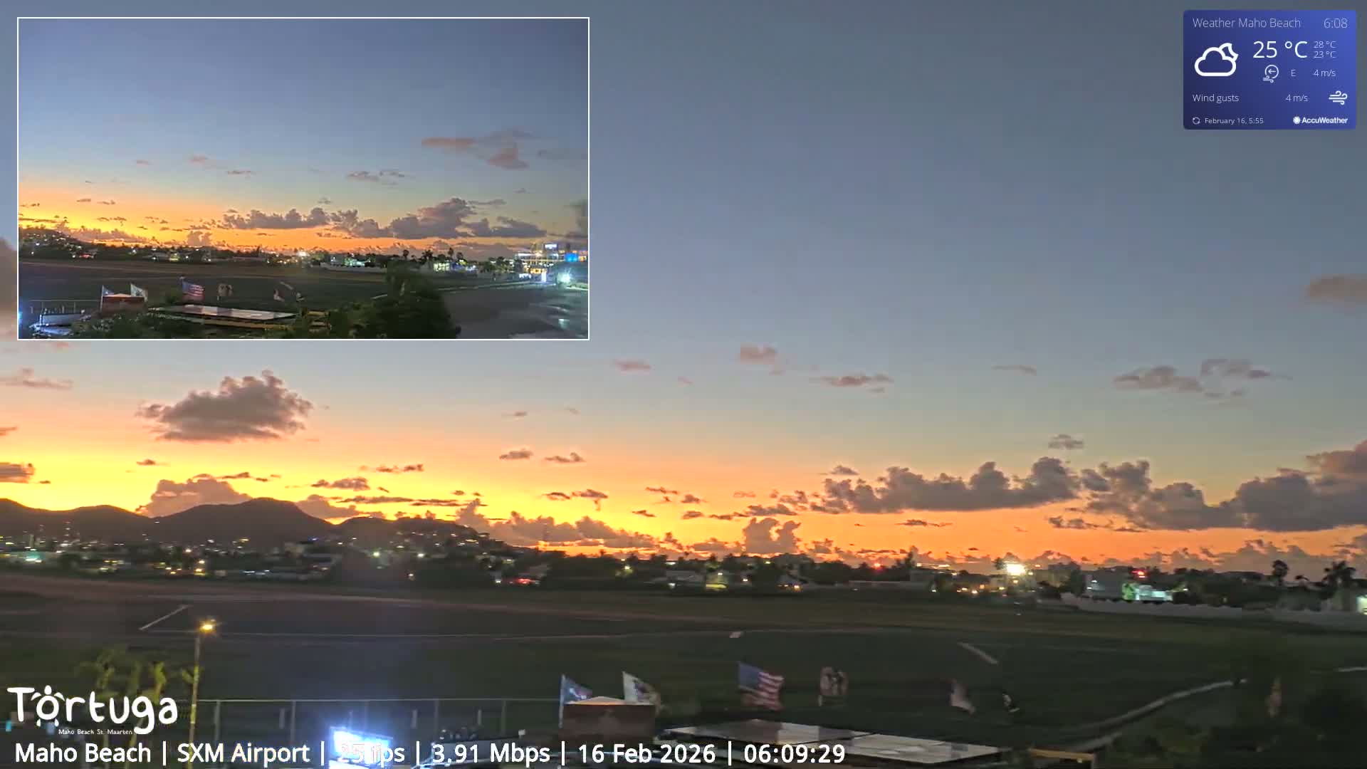 Carribean , Sint Maarten Princess Juliana International Airport SXM/TNCM & Maho Beach Live Cam - Simpson Bay, Sint Maarten, Netherland