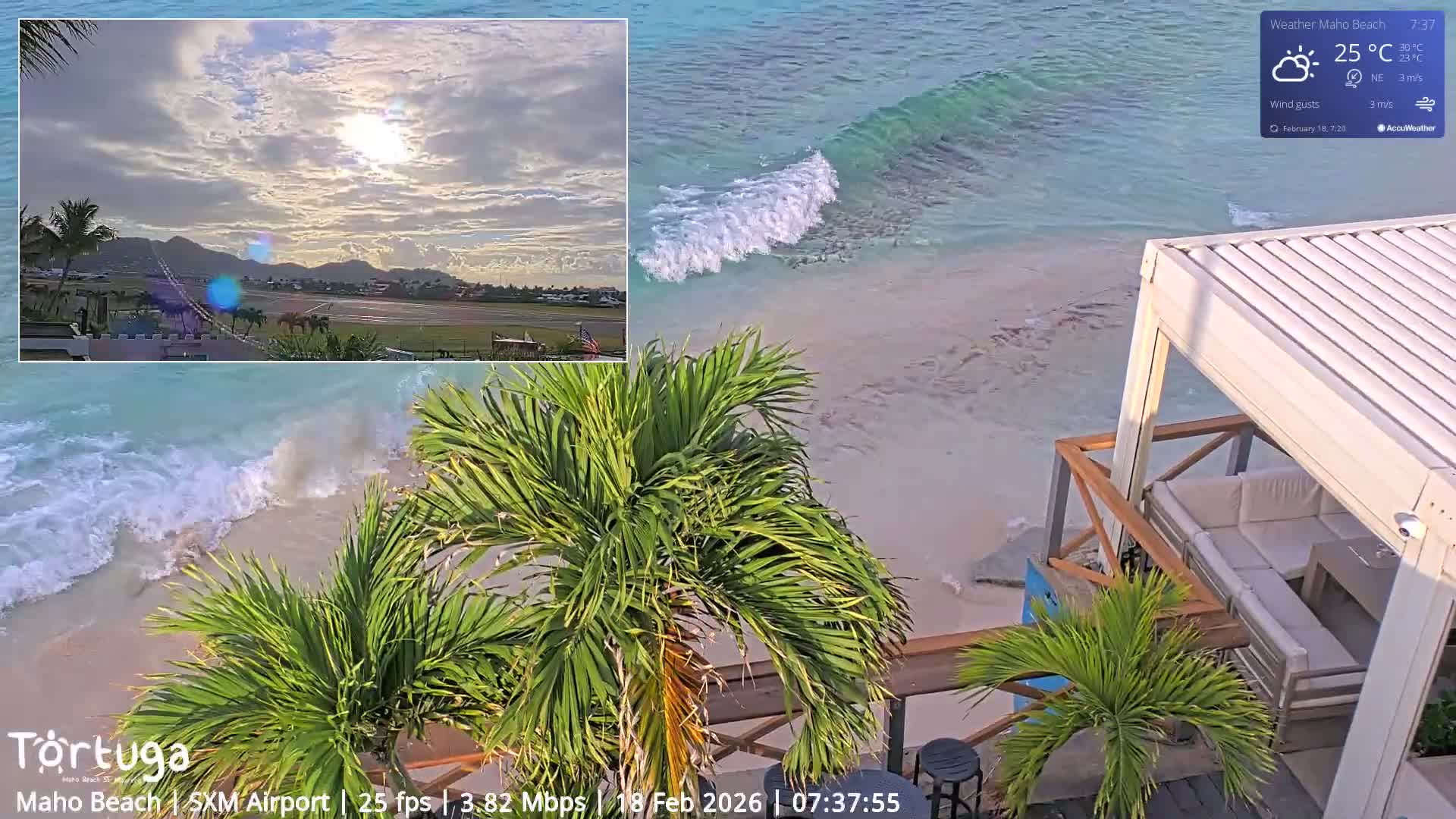 Carribean , Sint Maarten Princess Juliana International Airport SXM/TNCM & Maho Beach Live Cam - Simpson Bay, Sint Maarten, Netherland