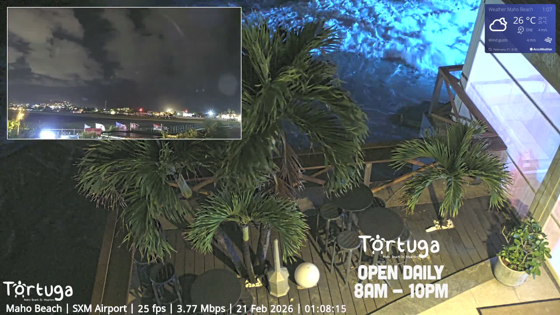 Carribean , Sint Maarten Princess Juliana International Airport SXM/TNCM & Maho Beach Live Cam - Simpson Bay, Sint Maarten, Netherland