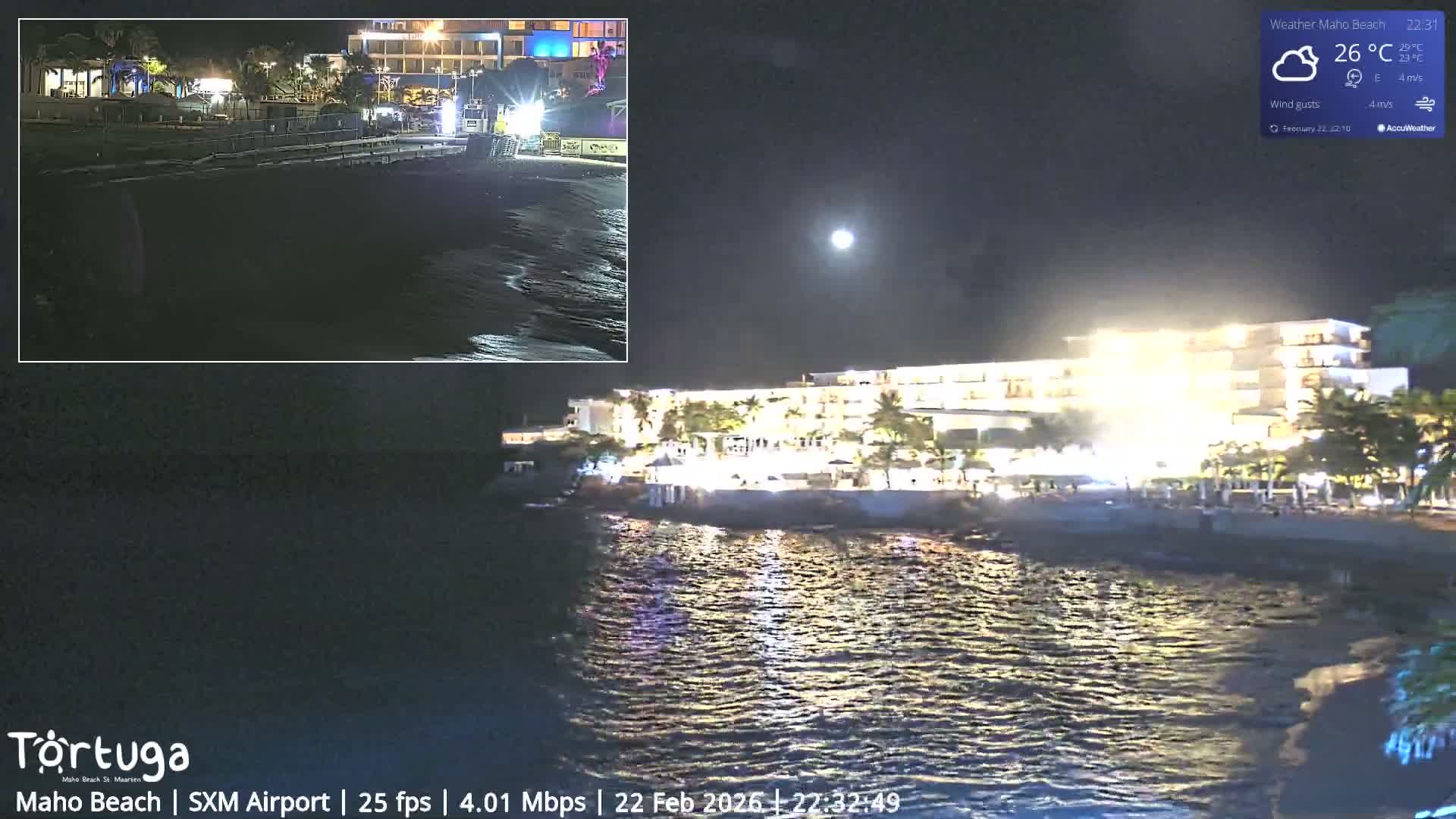 Carribean , Sint Maarten Princess Juliana International Airport SXM/TNCM & Maho Beach Live Cam - Simpson Bay, Sint Maarten, Netherland