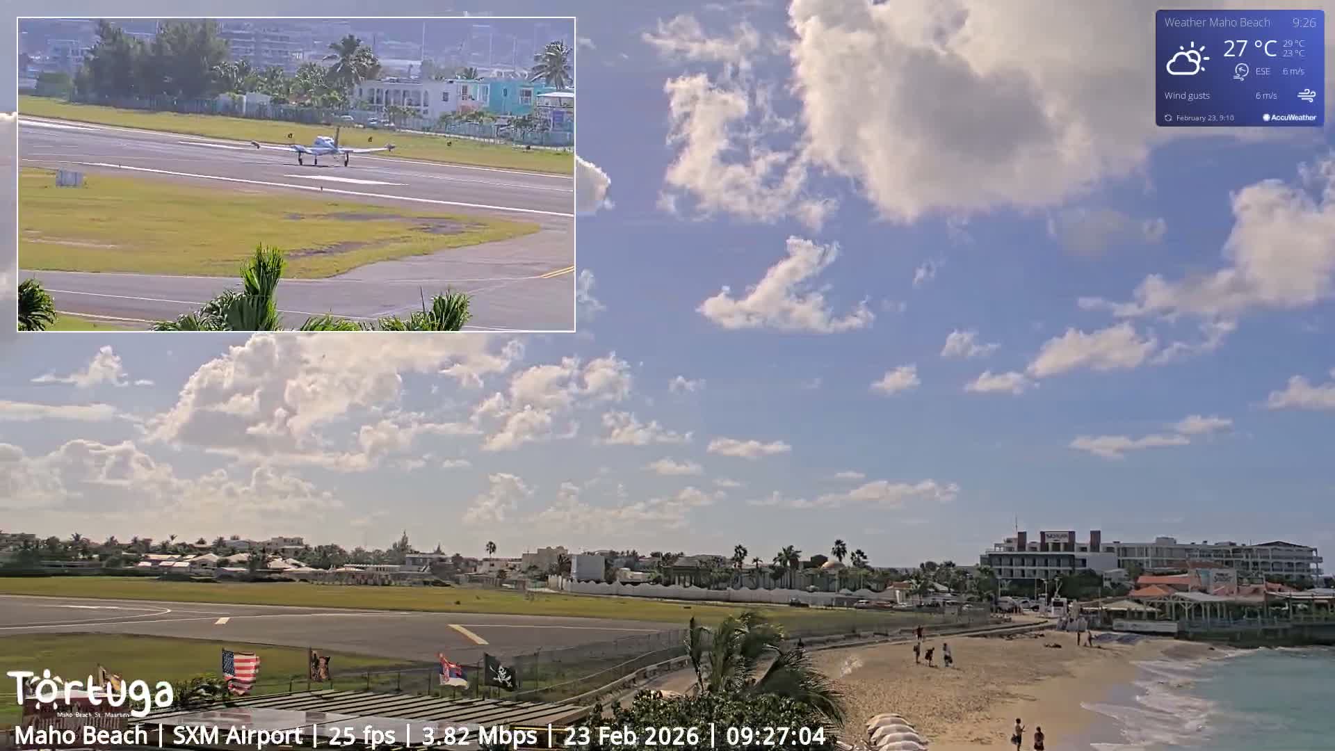 Carribean , Sint Maarten Princess Juliana International Airport SXM/TNCM & Maho Beach Live Cam - Simpson Bay, Sint Maarten, Netherland