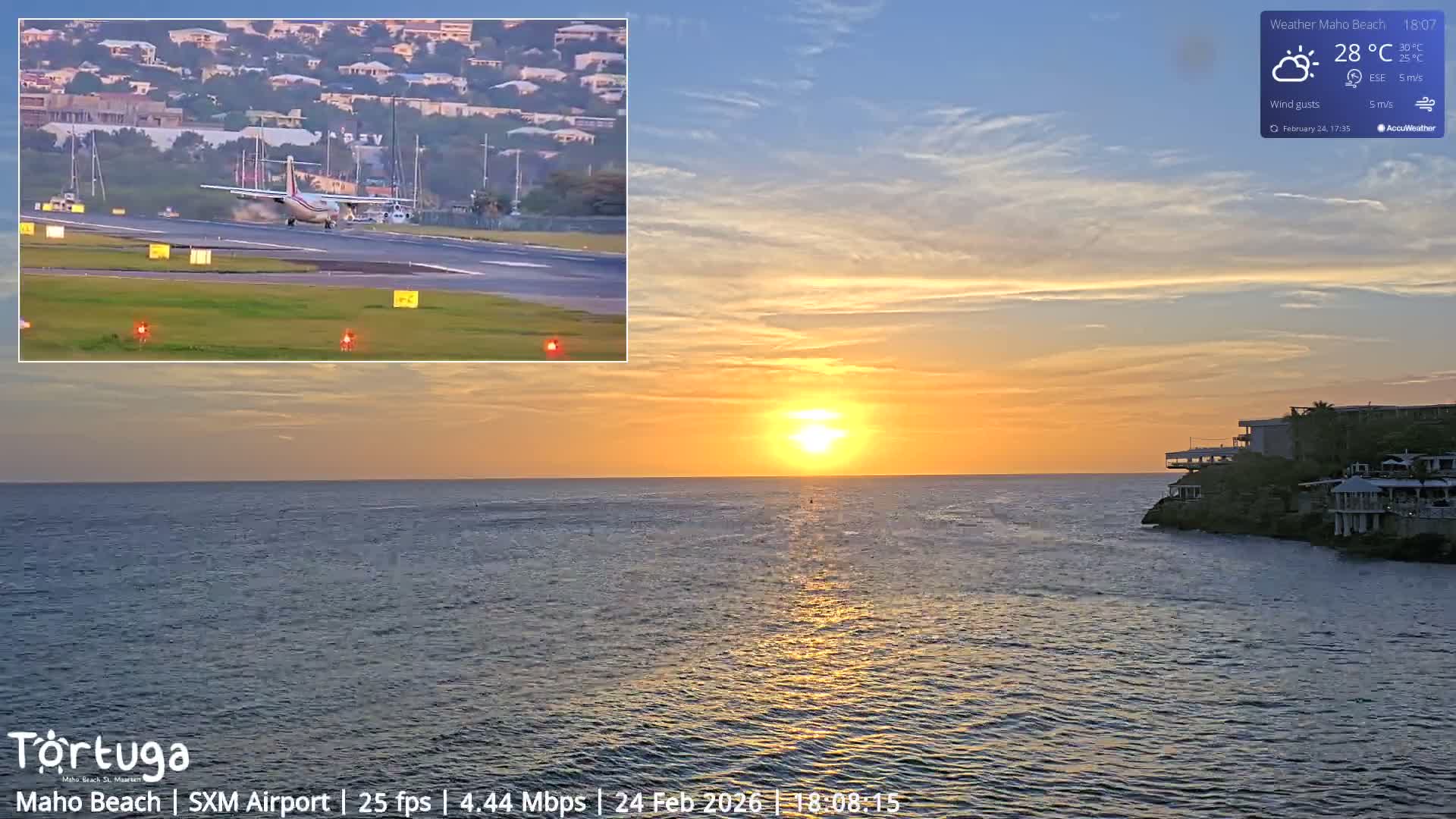 Carribean , Sint Maarten Princess Juliana International Airport SXM/TNCM & Maho Beach Live Cam - Simpson Bay, Sint Maarten, Netherland