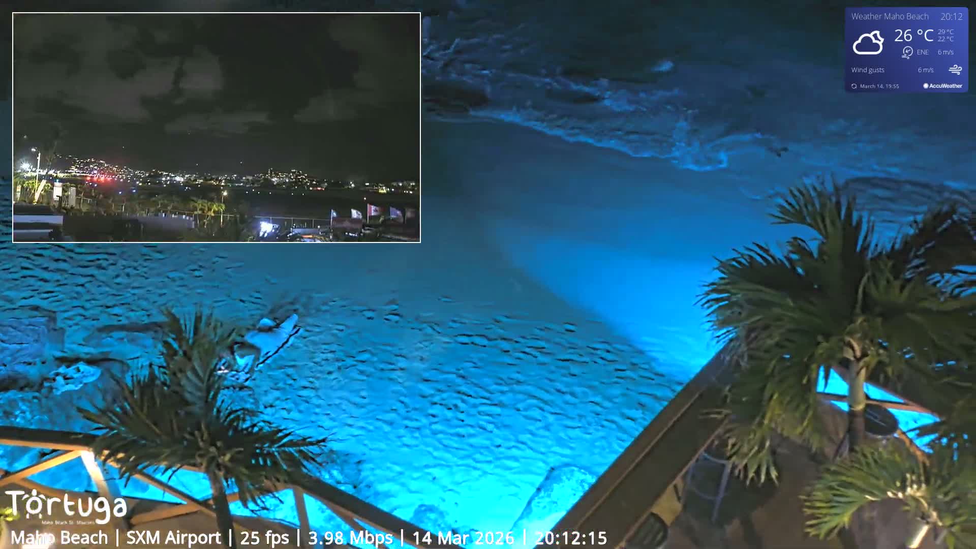 Carribean , Sint Maarten Princess Juliana International Airport SXM/TNCM & Maho Beach Live Cam - Simpson Bay, Sint Maarten, Netherland