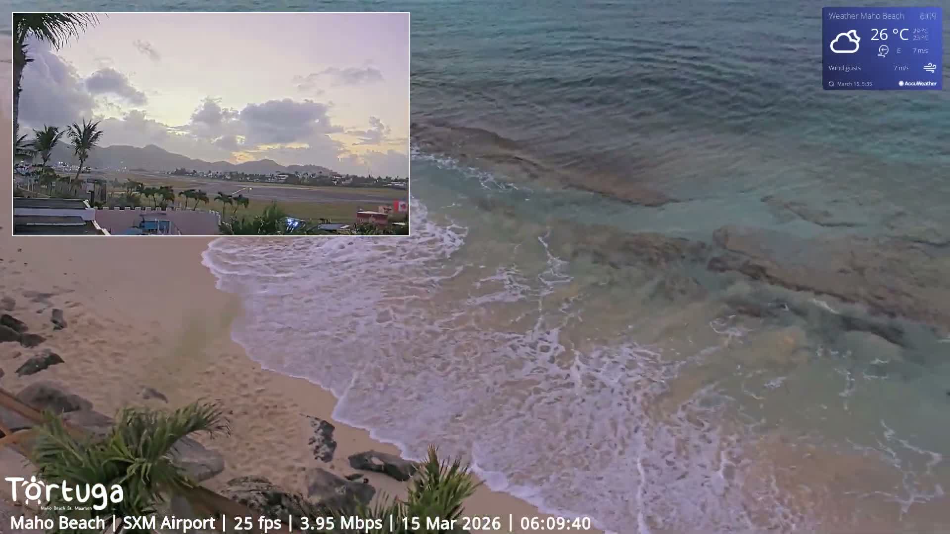 Carribean , Sint Maarten Princess Juliana International Airport SXM/TNCM & Maho Beach Live Cam - Simpson Bay, Sint Maarten, Netherland