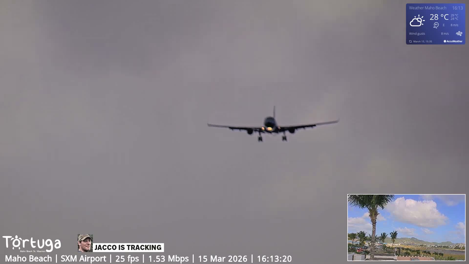 Carribean , Sint Maarten Princess Juliana International Airport SXM/TNCM & Maho Beach Live Cam - Simpson Bay, Sint Maarten, Netherland