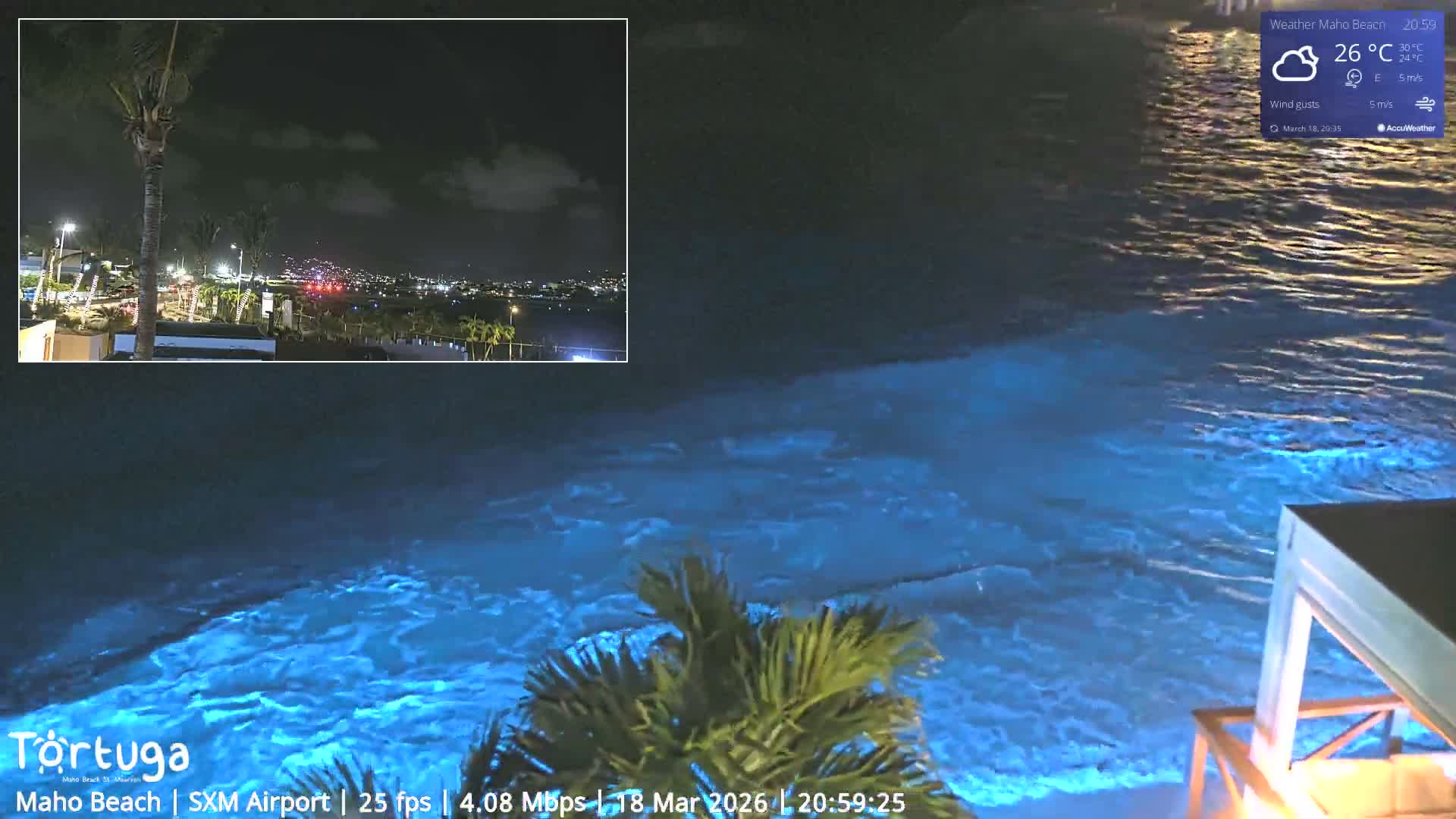 Carribean , Sint Maarten Princess Juliana International Airport SXM/TNCM & Maho Beach Live Cam - Simpson Bay, Sint Maarten, Netherland