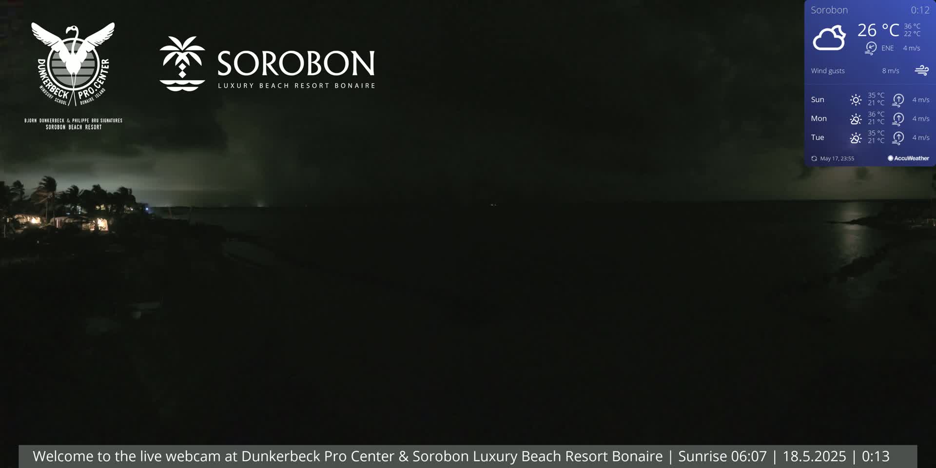Carribean, Sorobon Beach Live Cam - Kralendijk, Bonaire, Bonaire Sint Eustatius and Saba, Netherland