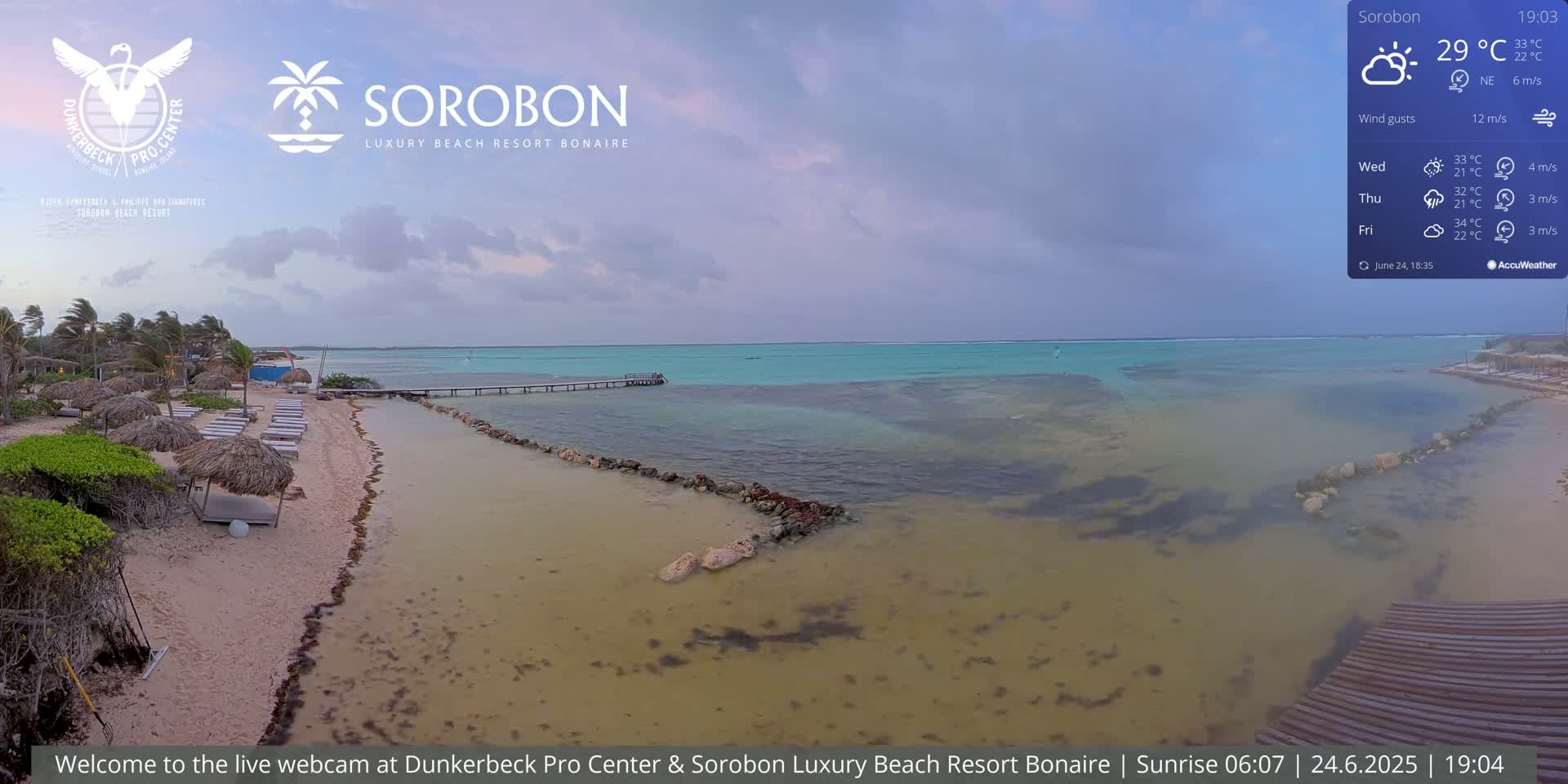 Carribean, Sorobon Beach Live Cam - Kralendijk, Bonaire, Bonaire Sint Eustatius and Saba, Netherland