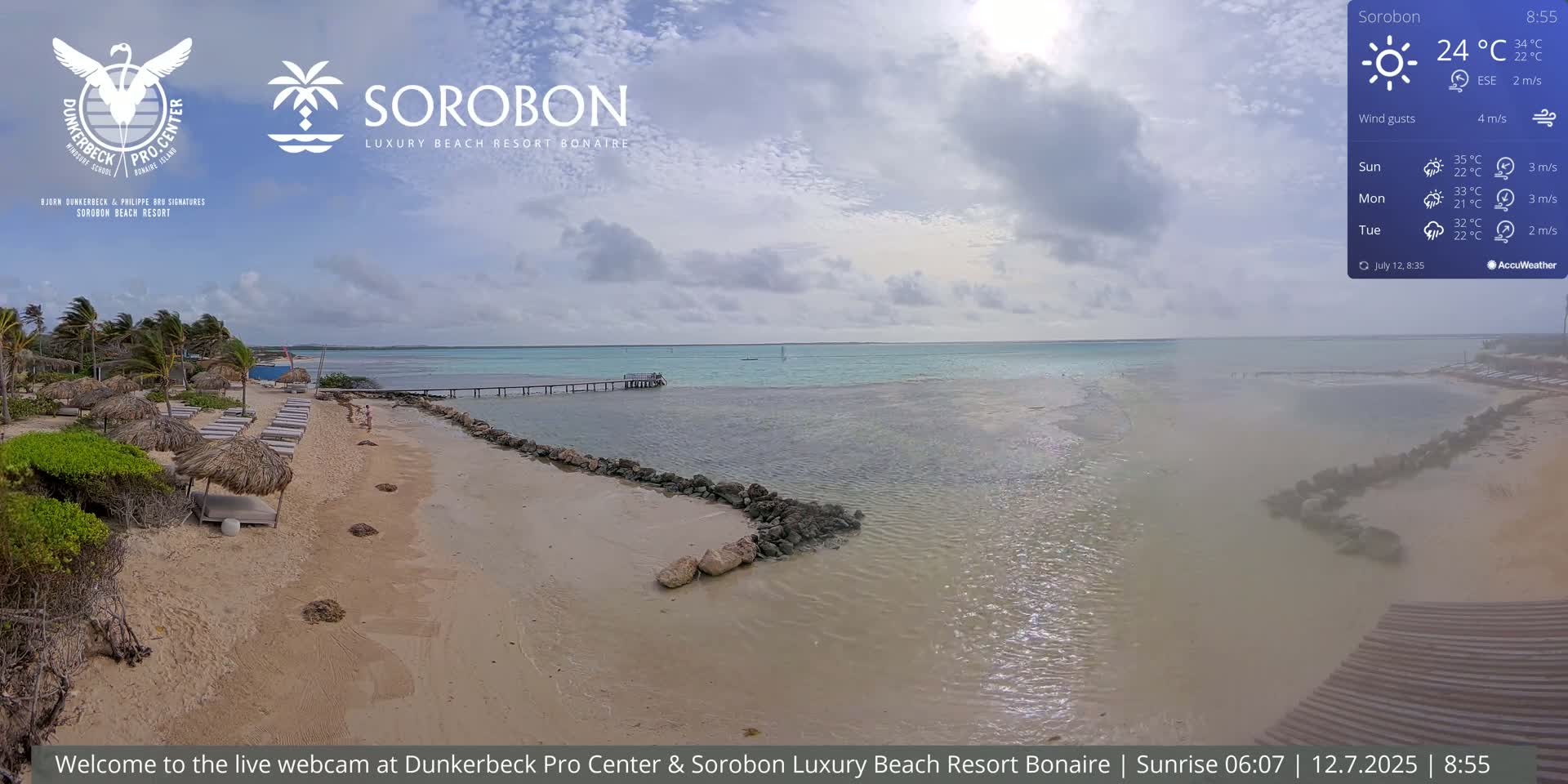 Carribean, Sorobon Beach Live Cam - Kralendijk, Bonaire, Bonaire Sint Eustatius and Saba, Netherland