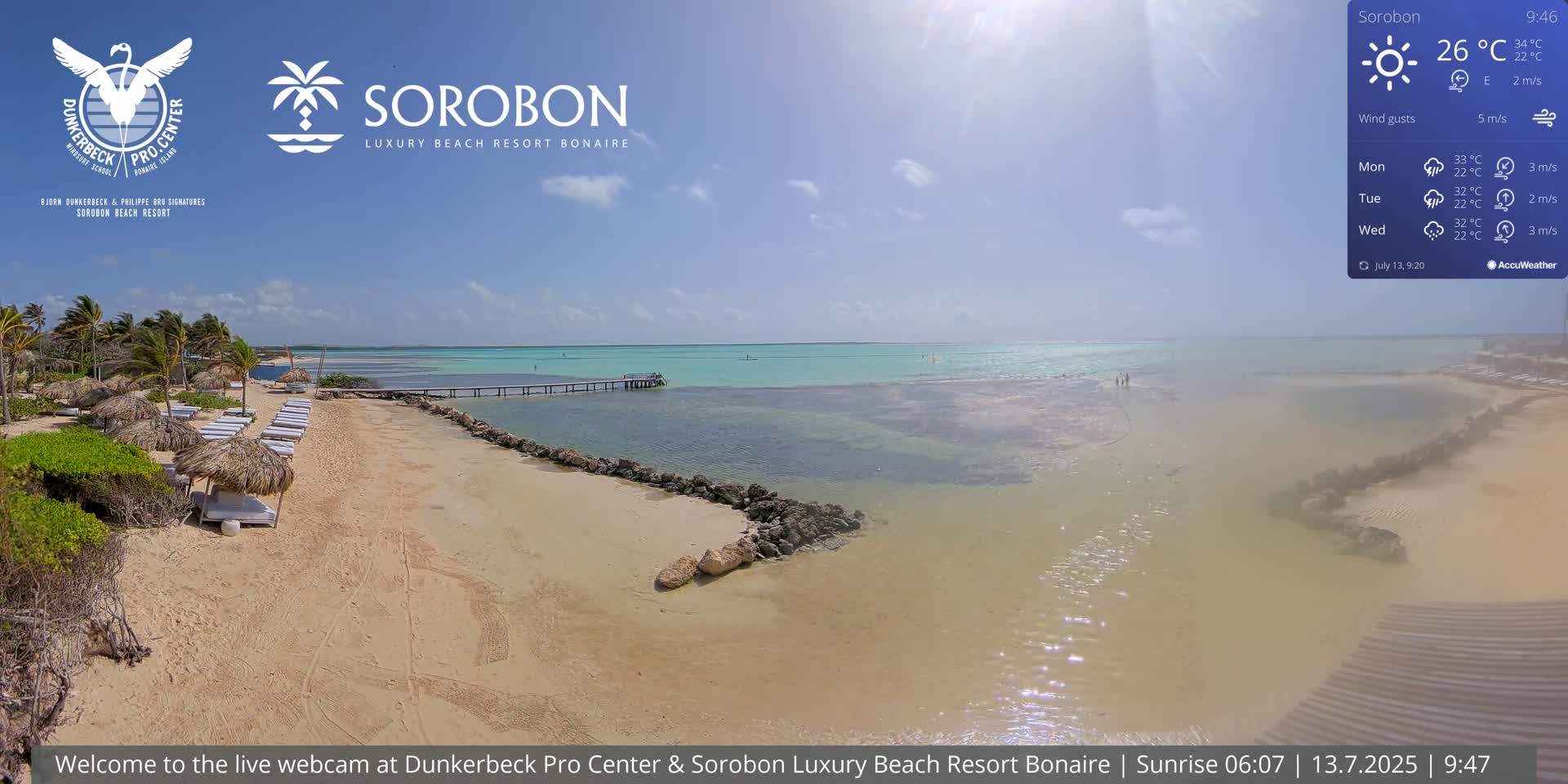 Carribean, Sorobon Beach Live Cam - Kralendijk, Bonaire, Bonaire Sint Eustatius and Saba, Netherland