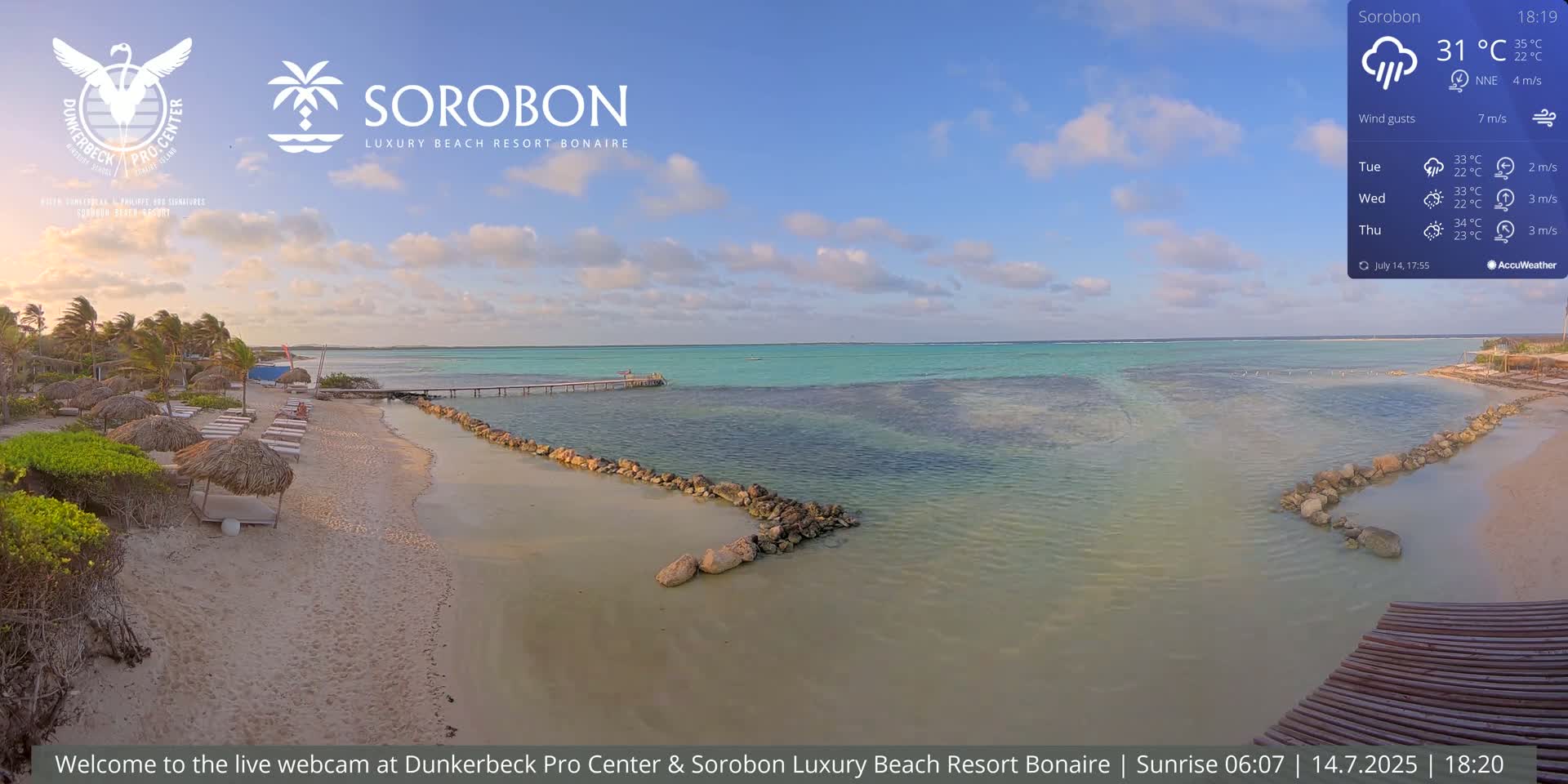 Carribean, Sorobon Beach Live Cam - Kralendijk, Bonaire, Bonaire Sint Eustatius and Saba, Netherland