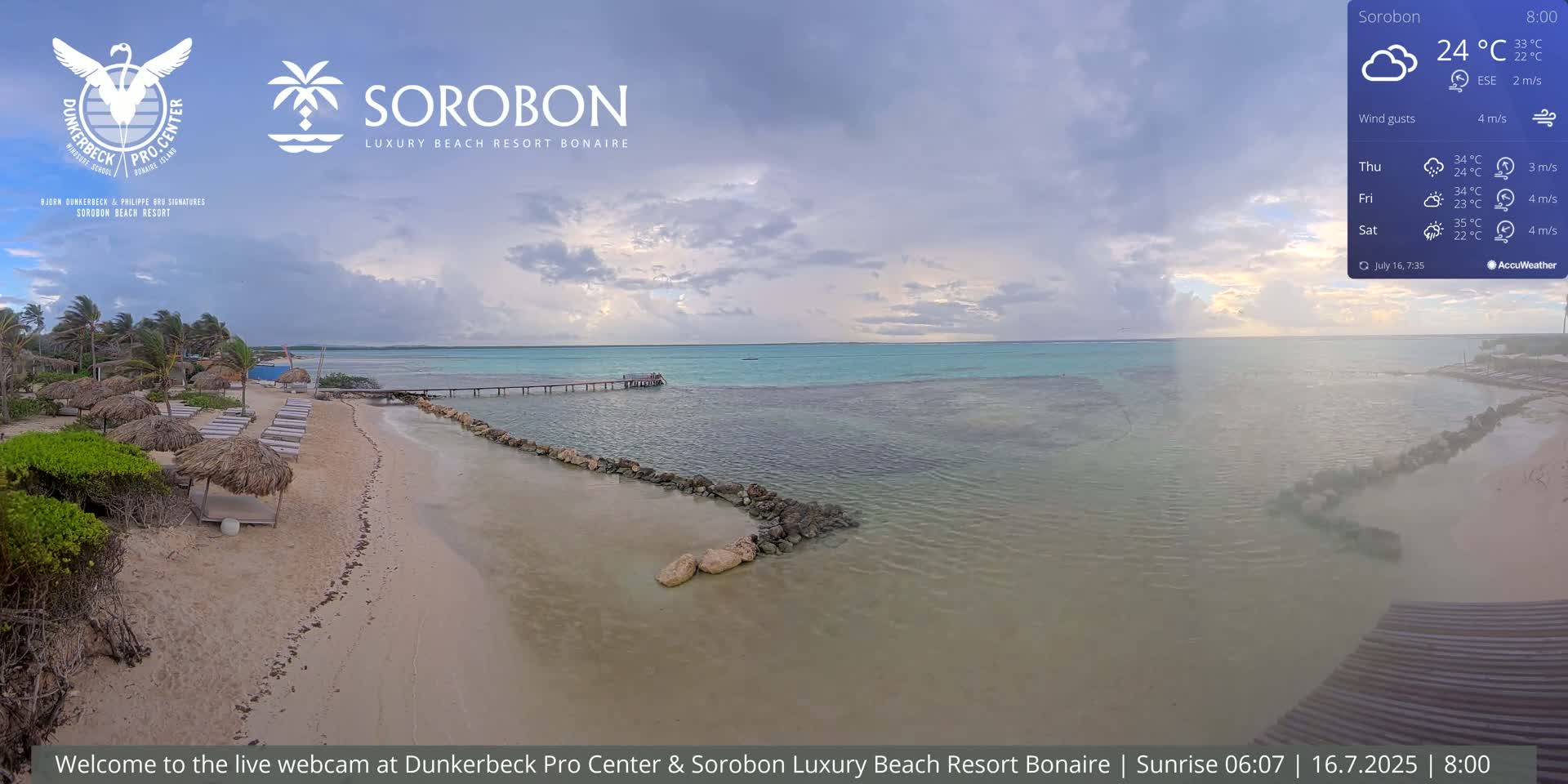 Carribean, Sorobon Beach Live Cam - Kralendijk, Bonaire, Bonaire Sint Eustatius and Saba, Netherland