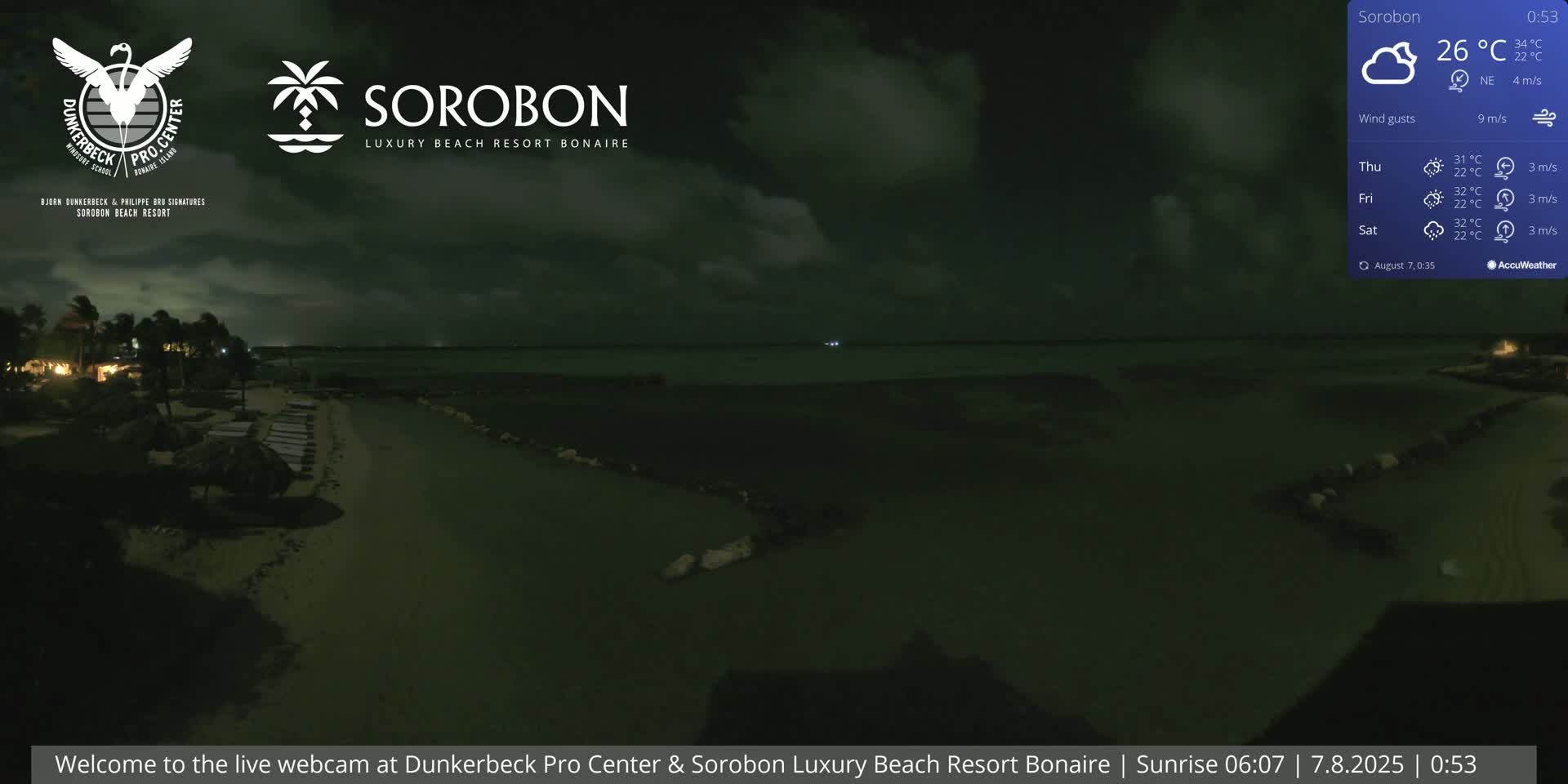 Carribean, Sorobon Beach Live Cam - Kralendijk, Bonaire, Bonaire Sint Eustatius and Saba, Netherland