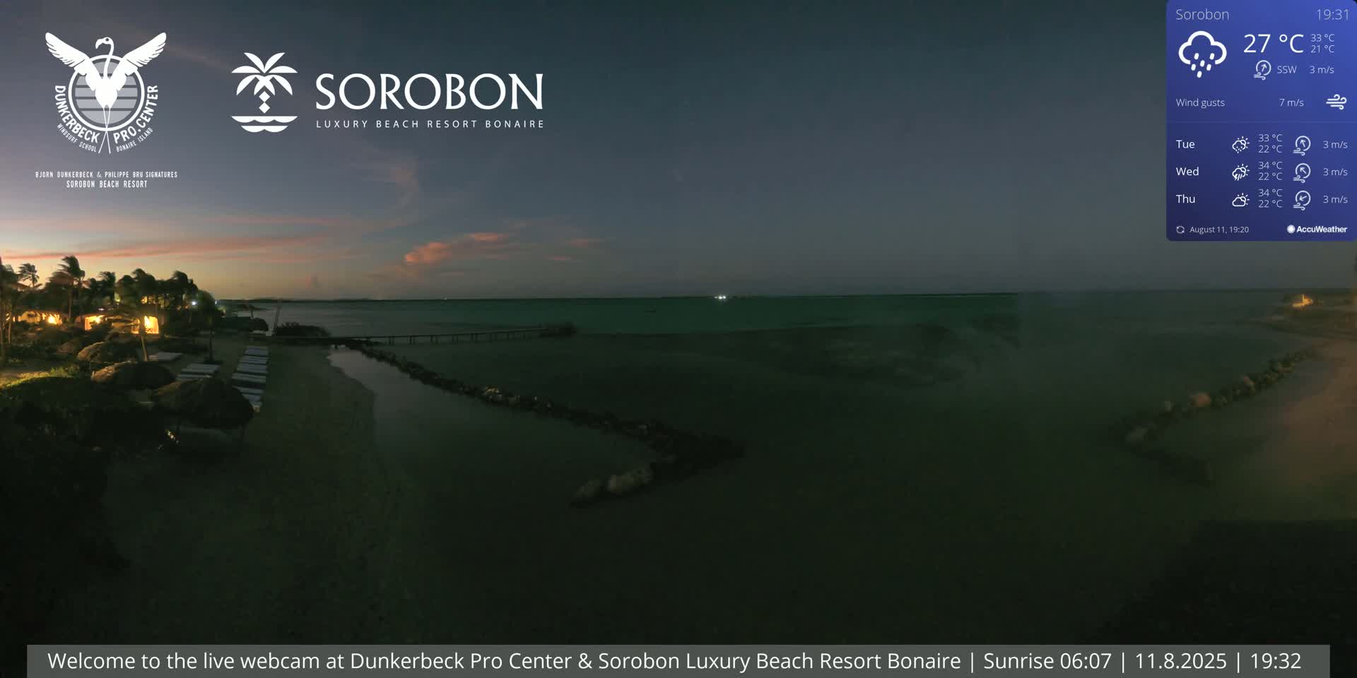 Carribean, Sorobon Beach Live Cam - Kralendijk, Bonaire, Bonaire Sint Eustatius and Saba, Netherland