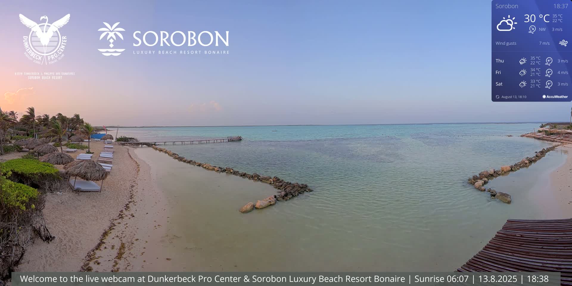 Carribean, Sorobon Beach Live Cam - Kralendijk, Bonaire, Bonaire Sint Eustatius and Saba, Netherland