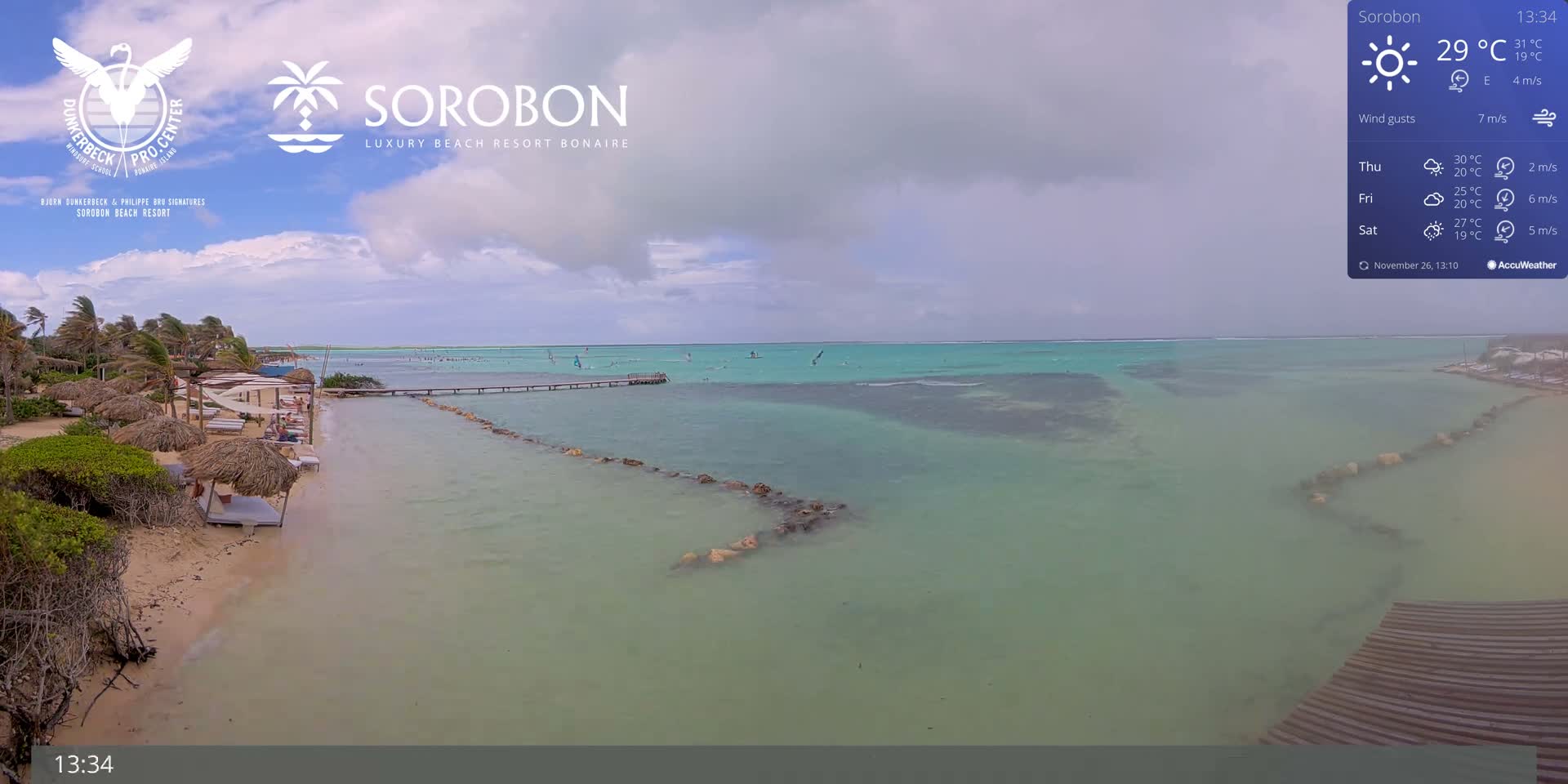 Carribean, Sorobon Beach Live Cam - Kralendijk, Bonaire, Bonaire Sint Eustatius and Saba, Netherland