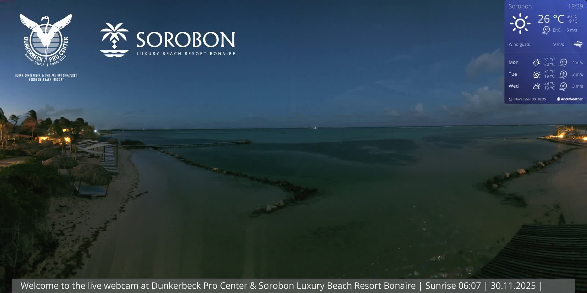 Carribean, Sorobon Beach Live Cam - Kralendijk, Bonaire, Bonaire Sint Eustatius and Saba, Netherland