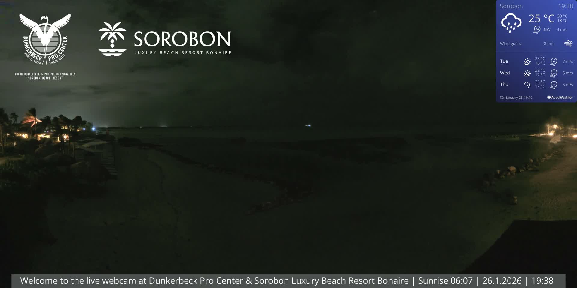 Carribean, Sorobon Beach Live Cam - Kralendijk, Bonaire, Bonaire Sint Eustatius and Saba, Netherland