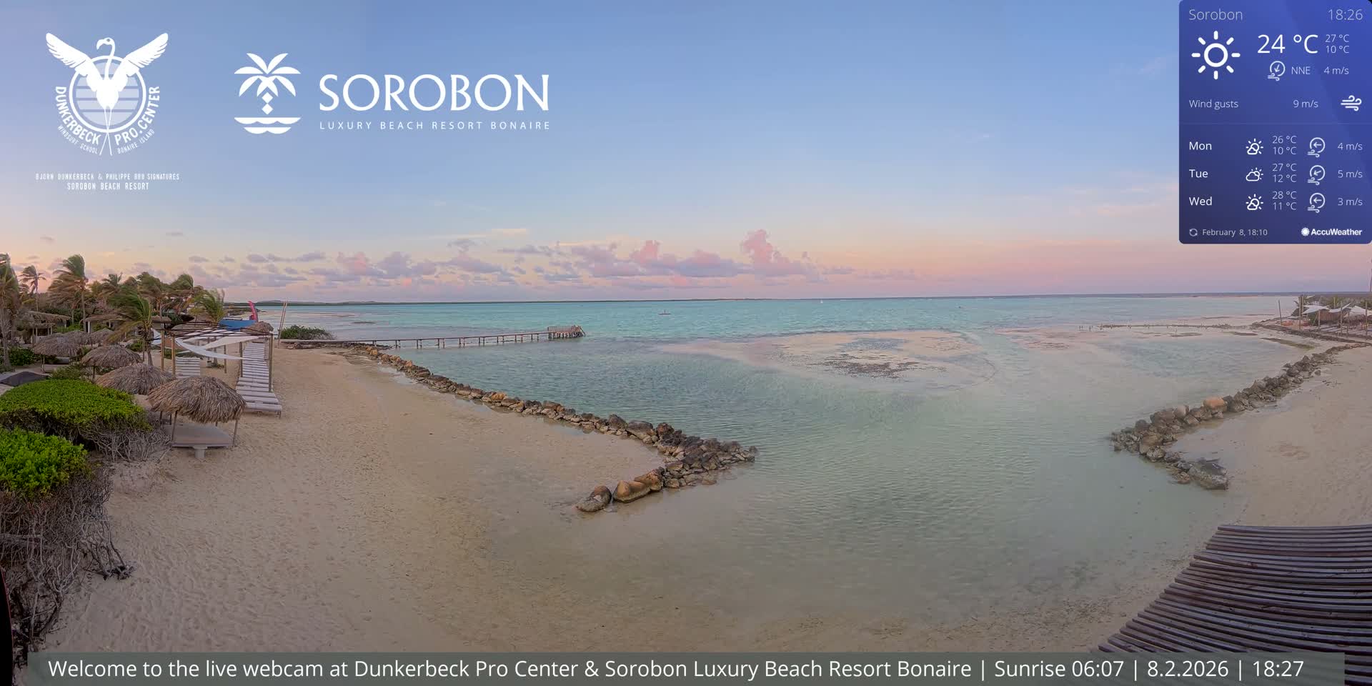Carribean, Sorobon Beach Live Cam - Kralendijk, Bonaire, Bonaire Sint Eustatius and Saba, Netherland