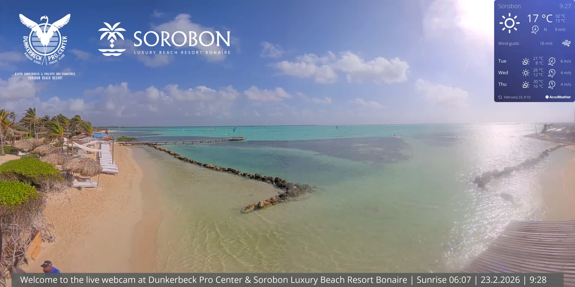 Carribean, Sorobon Beach Live Cam - Kralendijk, Bonaire, Bonaire Sint Eustatius and Saba, Netherland