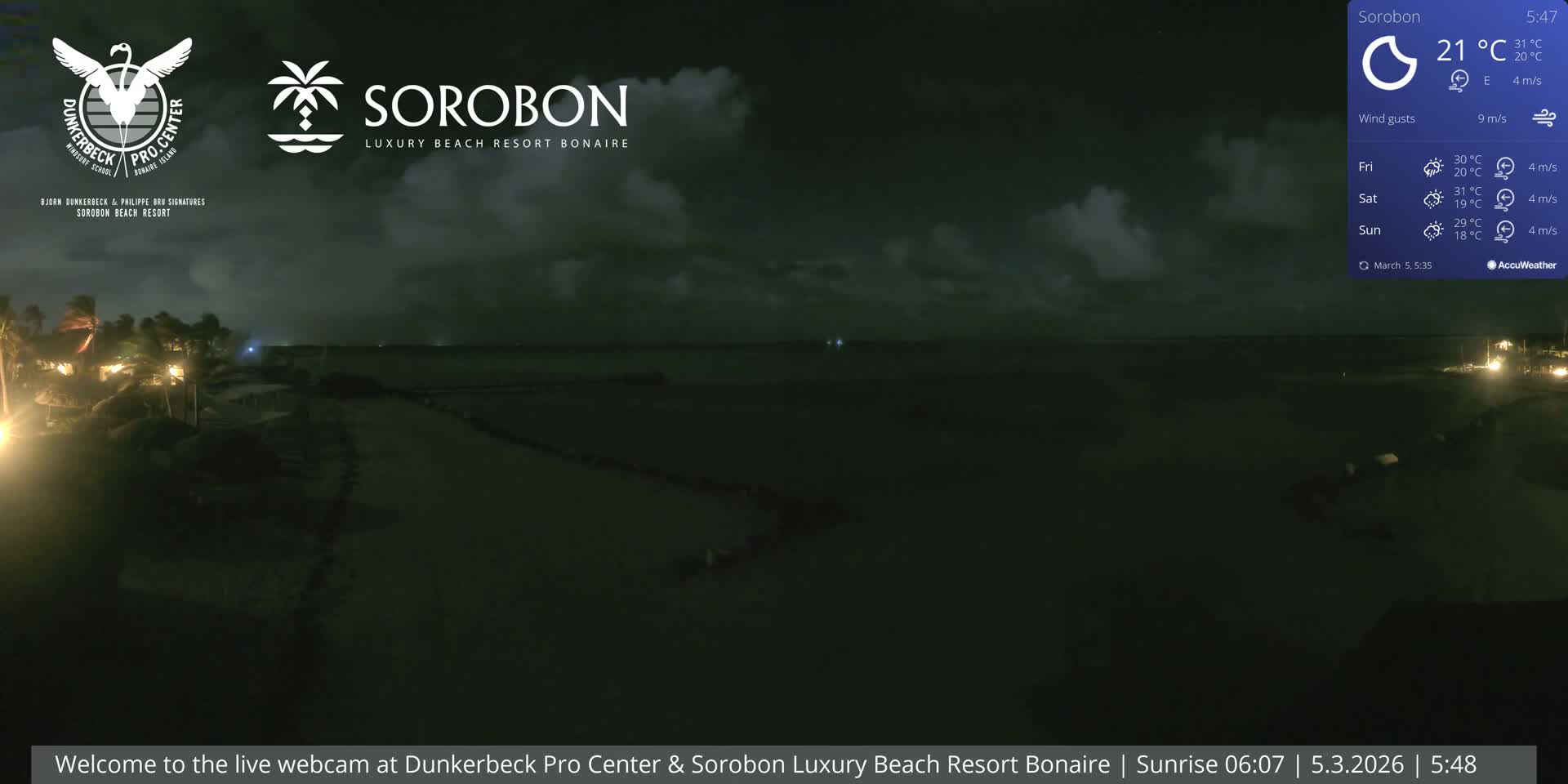 Carribean, Sorobon Beach Live Cam - Kralendijk, Bonaire, Bonaire Sint Eustatius and Saba, Netherland