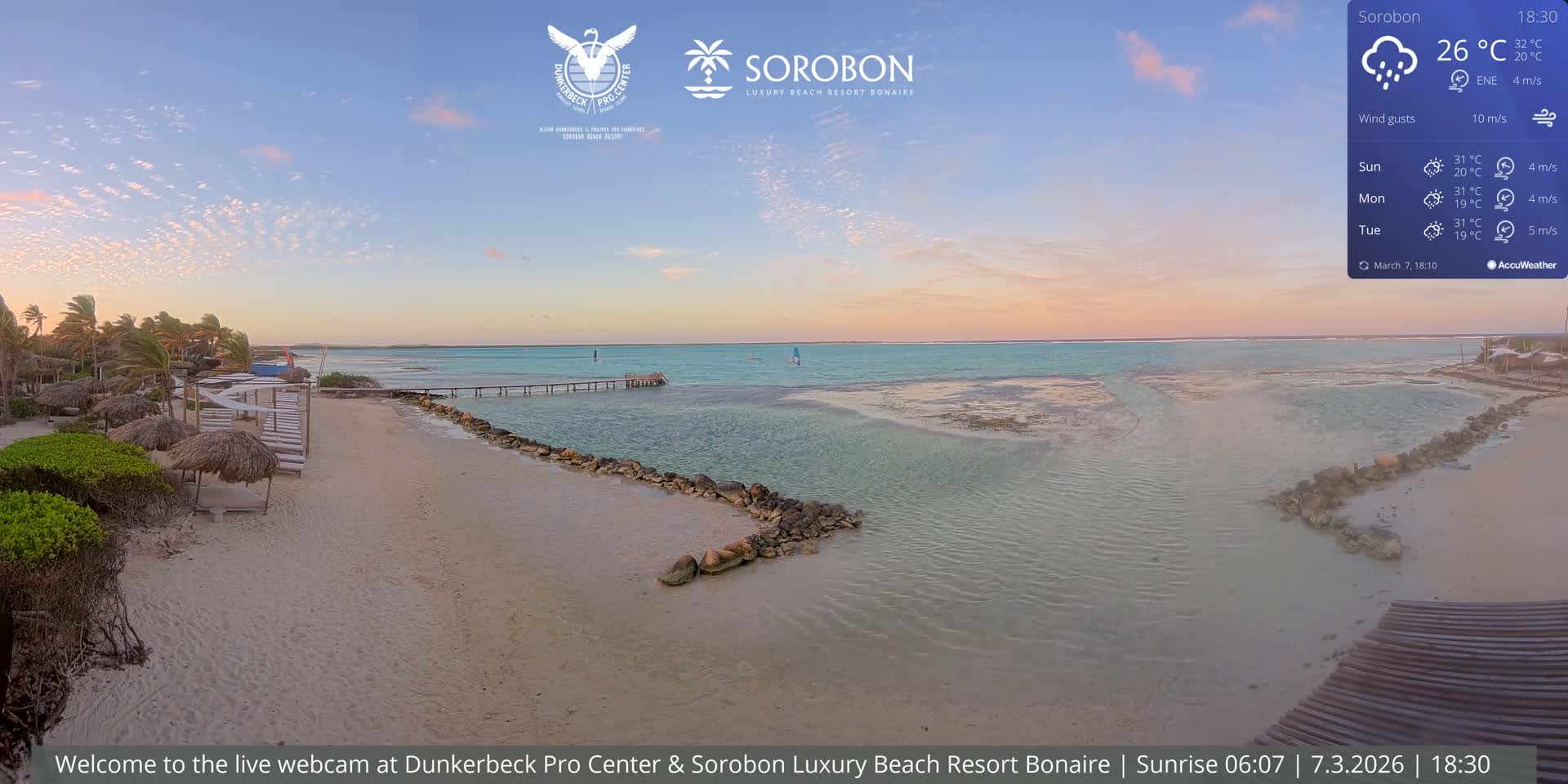 Carribean, Sorobon Beach Live Cam - Kralendijk, Bonaire, Bonaire Sint Eustatius and Saba, Netherland