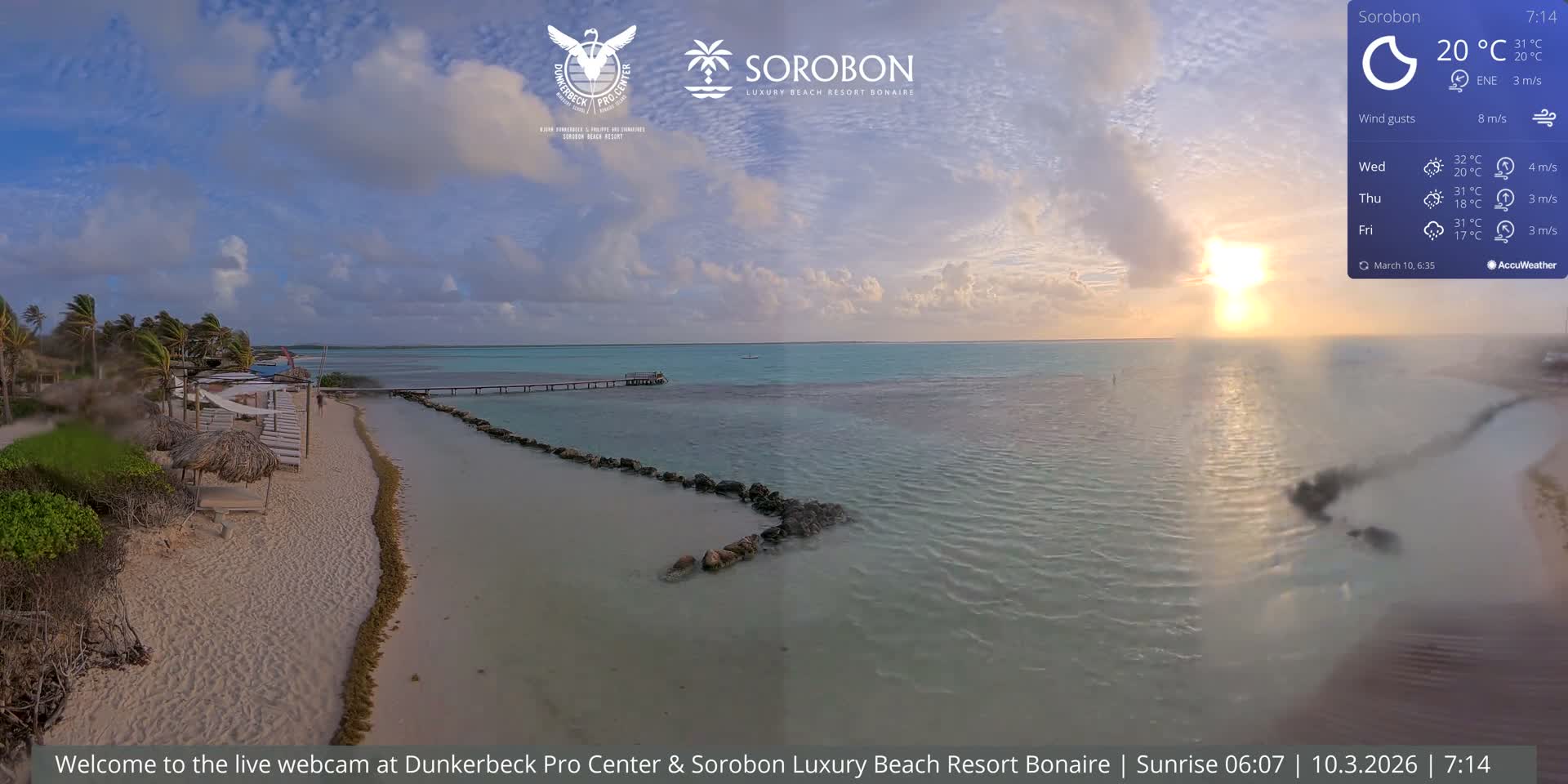 Carribean, Sorobon Beach Live Cam - Kralendijk, Bonaire, Bonaire Sint Eustatius and Saba, Netherland