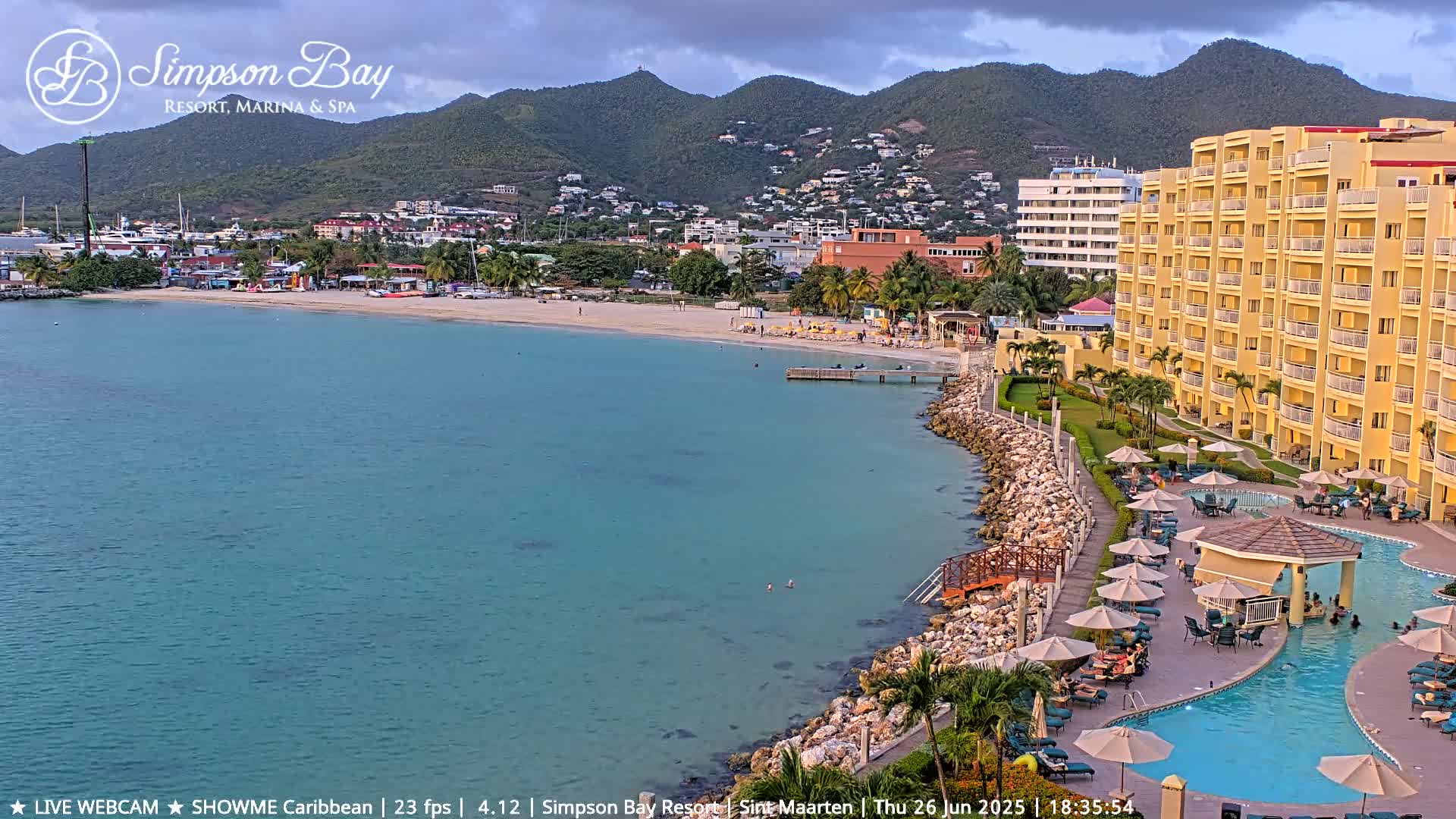 Carribean , Sint Maarten Kim Sha Beach Live Cam - Simpson Bay, Sint Maarten, Netherland
