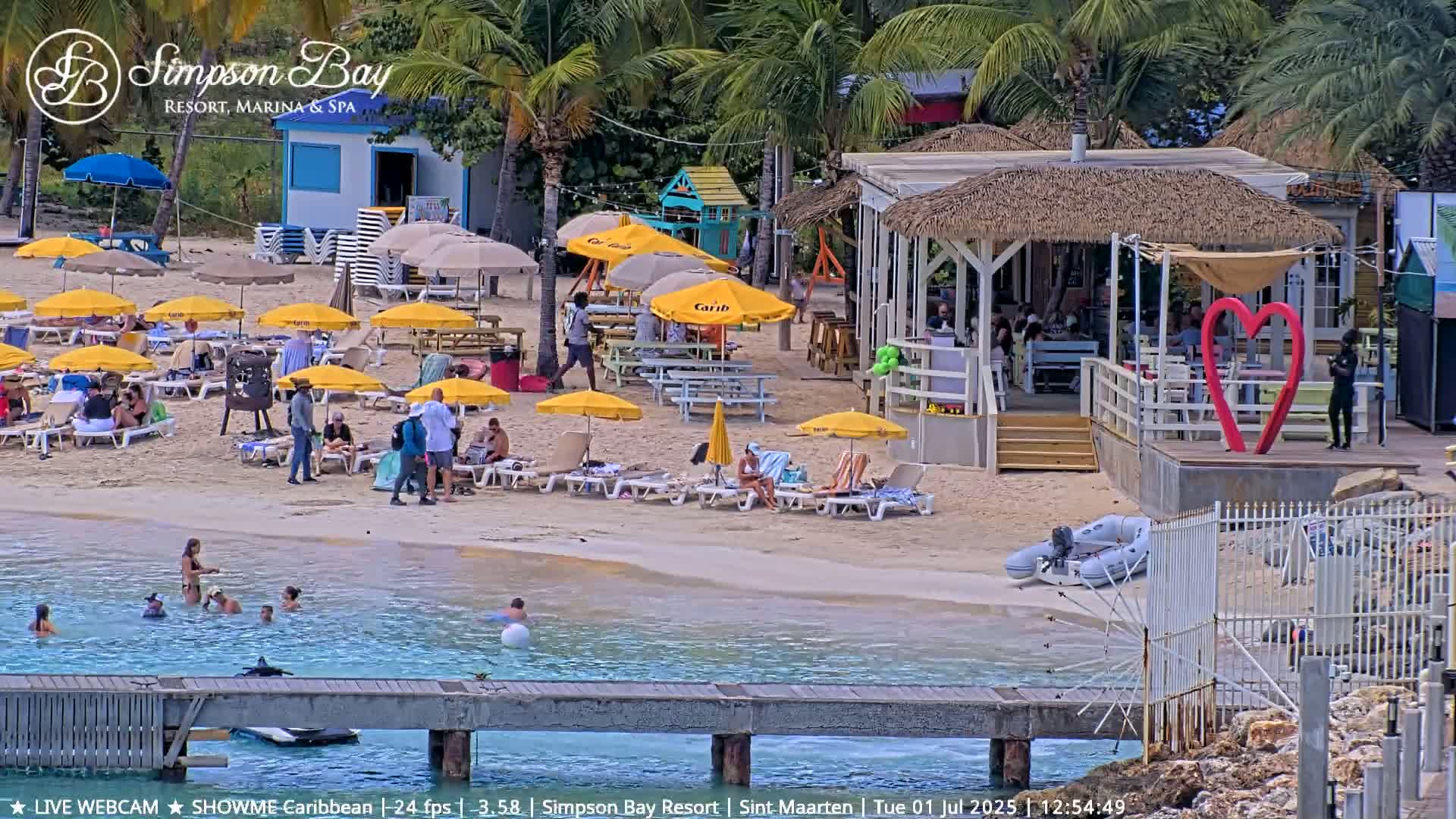 Carribean , Sint Maarten Kim Sha Beach Live Cam - Simpson Bay, Sint Maarten, Netherland