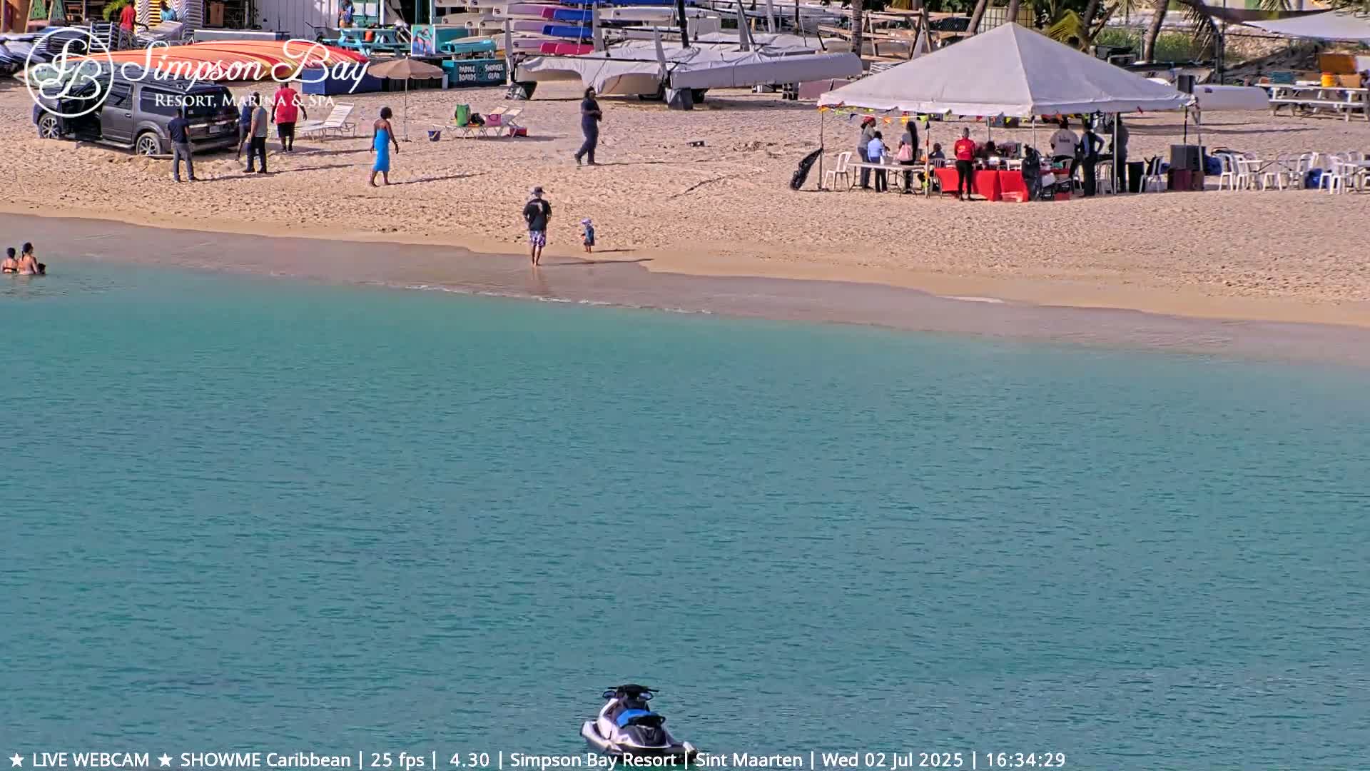 Carribean , Sint Maarten Kim Sha Beach Live Cam - Simpson Bay, Sint Maarten, Netherland