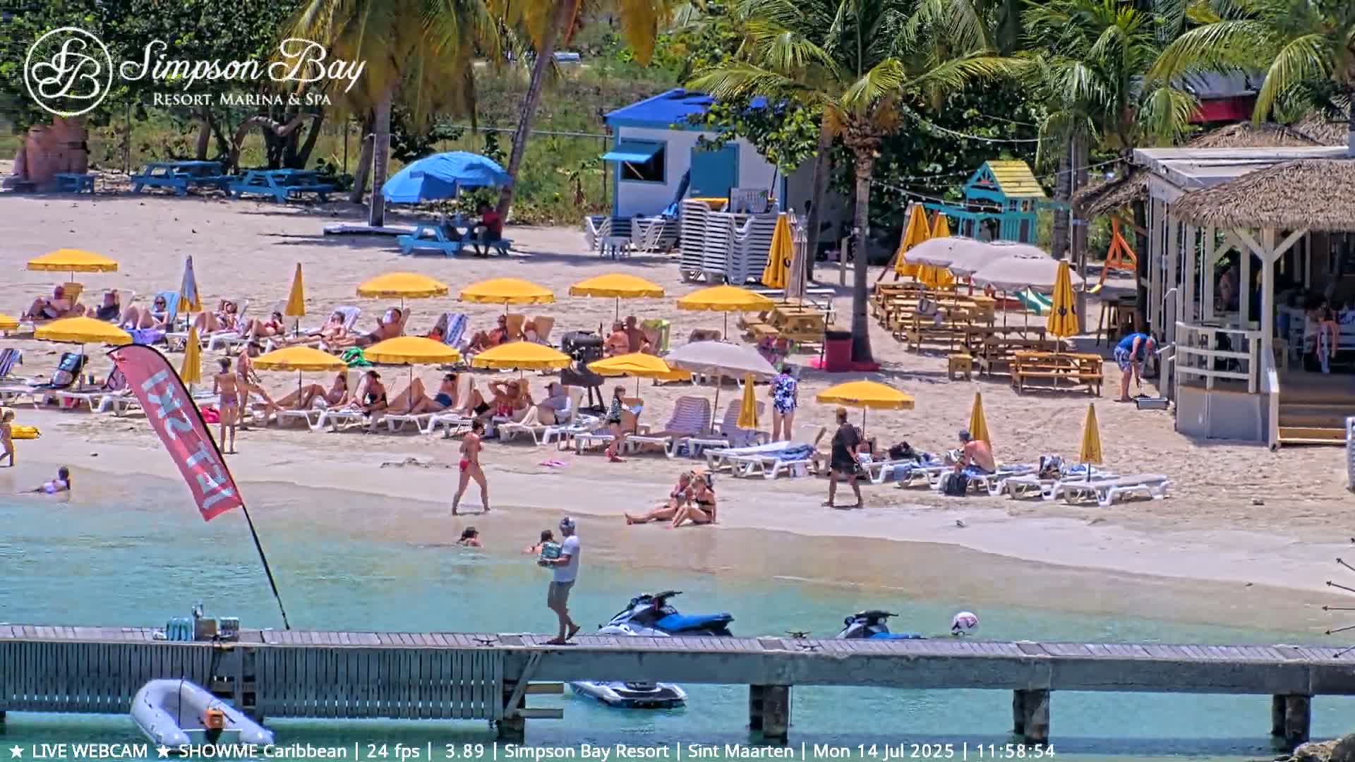 Carribean , Sint Maarten Kim Sha Beach Live Cam - Simpson Bay, Sint Maarten, Netherland