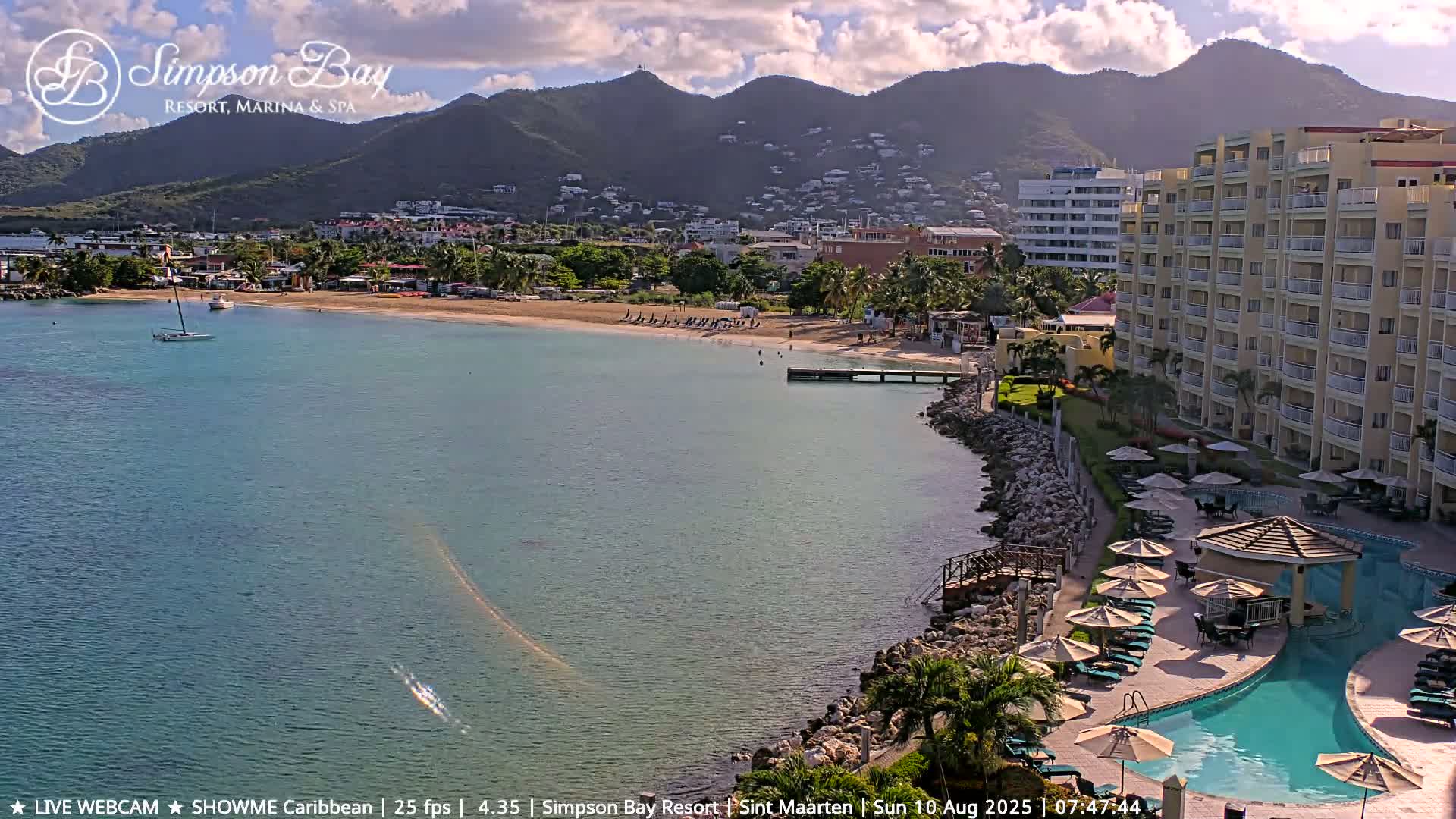 Carribean , Sint Maarten Kim Sha Beach Live Cam - Simpson Bay, Sint Maarten, Netherland