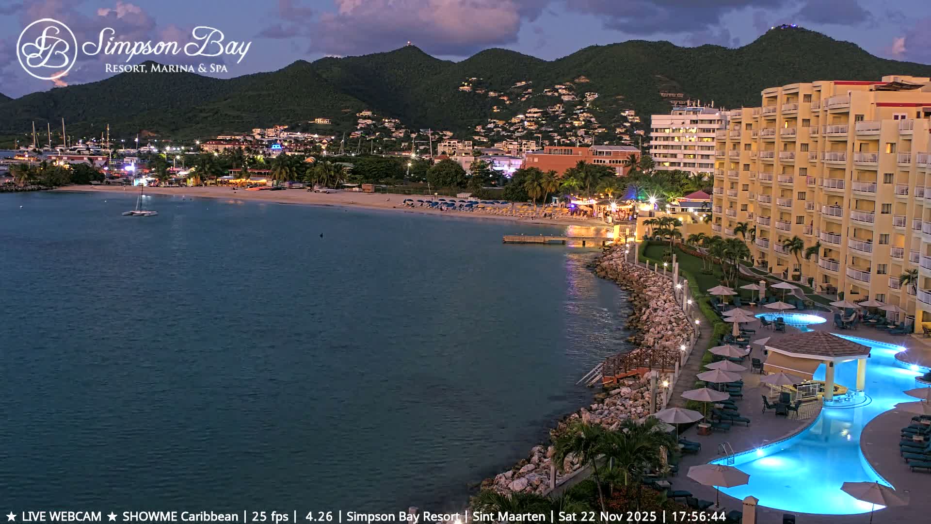 Carribean , Sint Maarten Kim Sha Beach Live Cam - Simpson Bay, Sint Maarten, Netherland