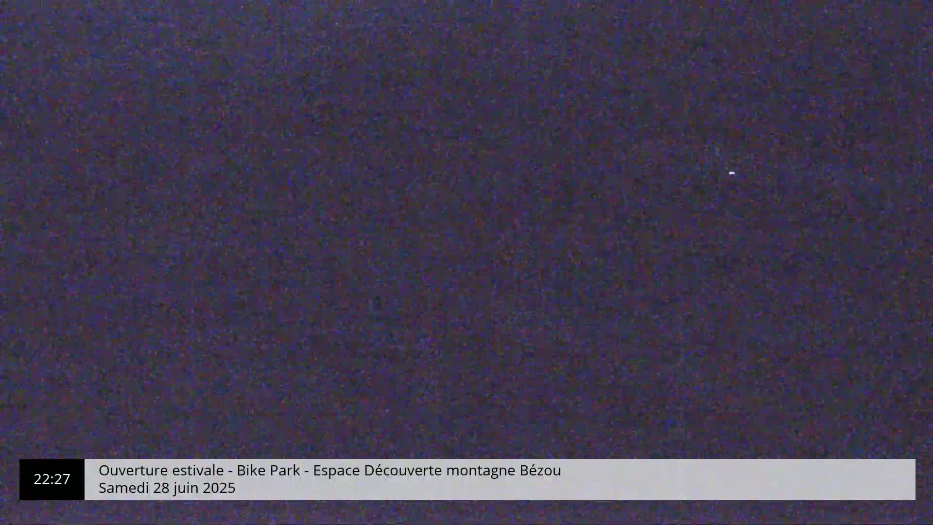 A dark, grainy image shows a mostly uniform, dark purplish-blue field with a few lighter specks.